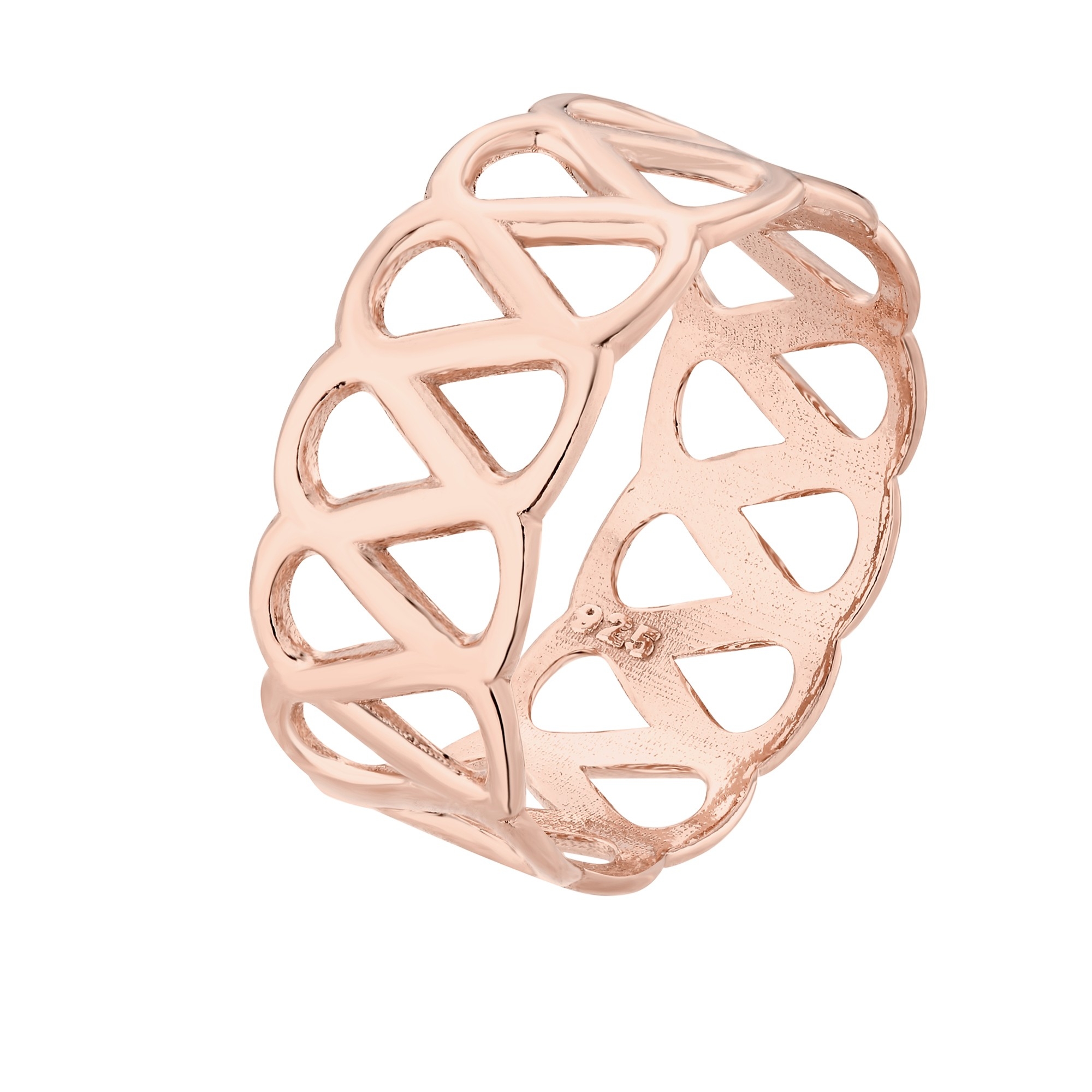 Gruba ażurowa obrączka z różowego złota : pierścionki - 16