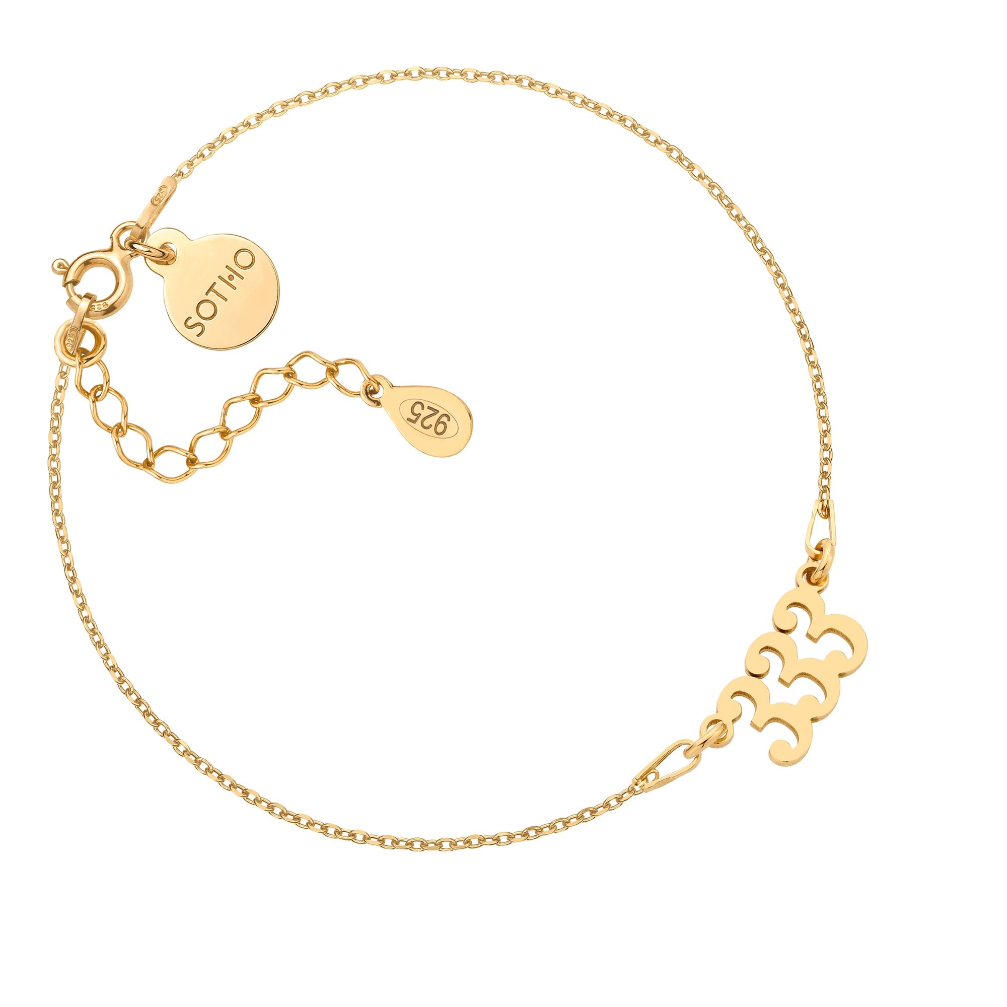 Złota bransoletka z liczbami anielskimi : liczby anielskie 3 - 444