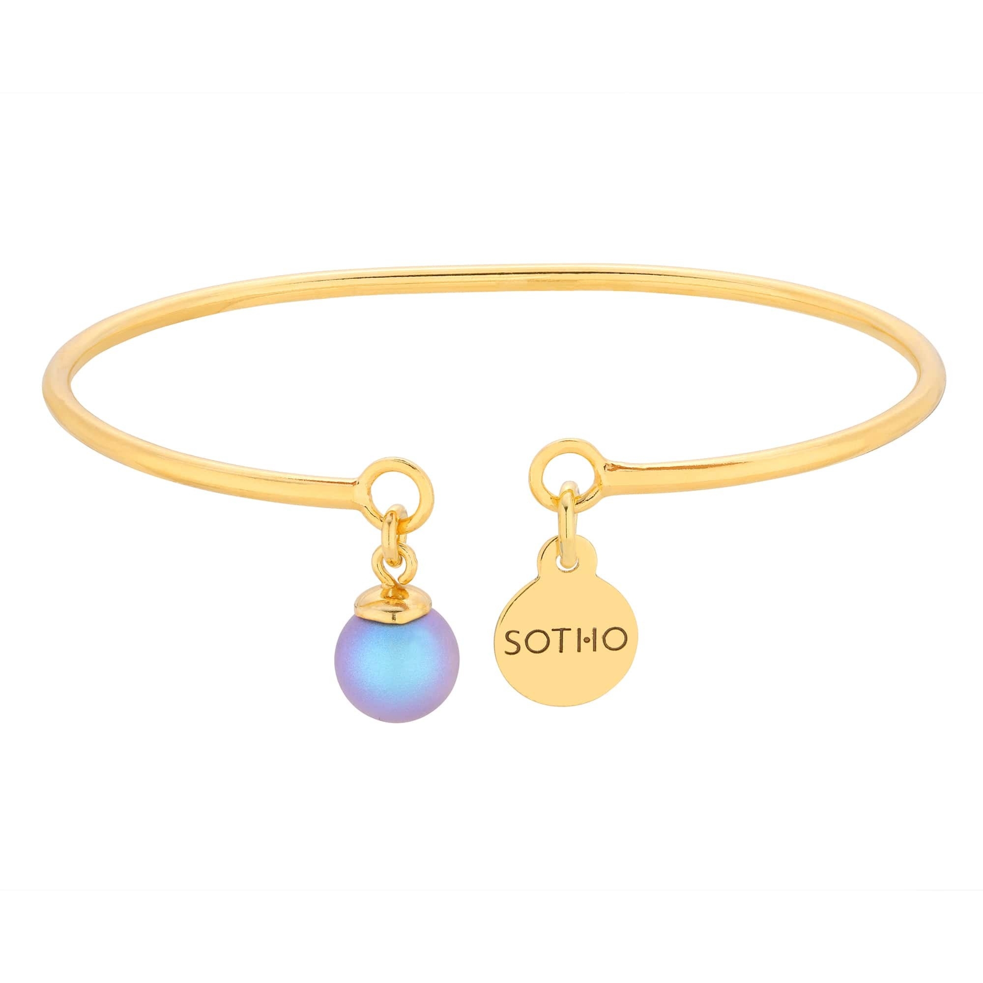 Złota bransoletka z niebieską perłą SWAROVSKI® CRYSTAL