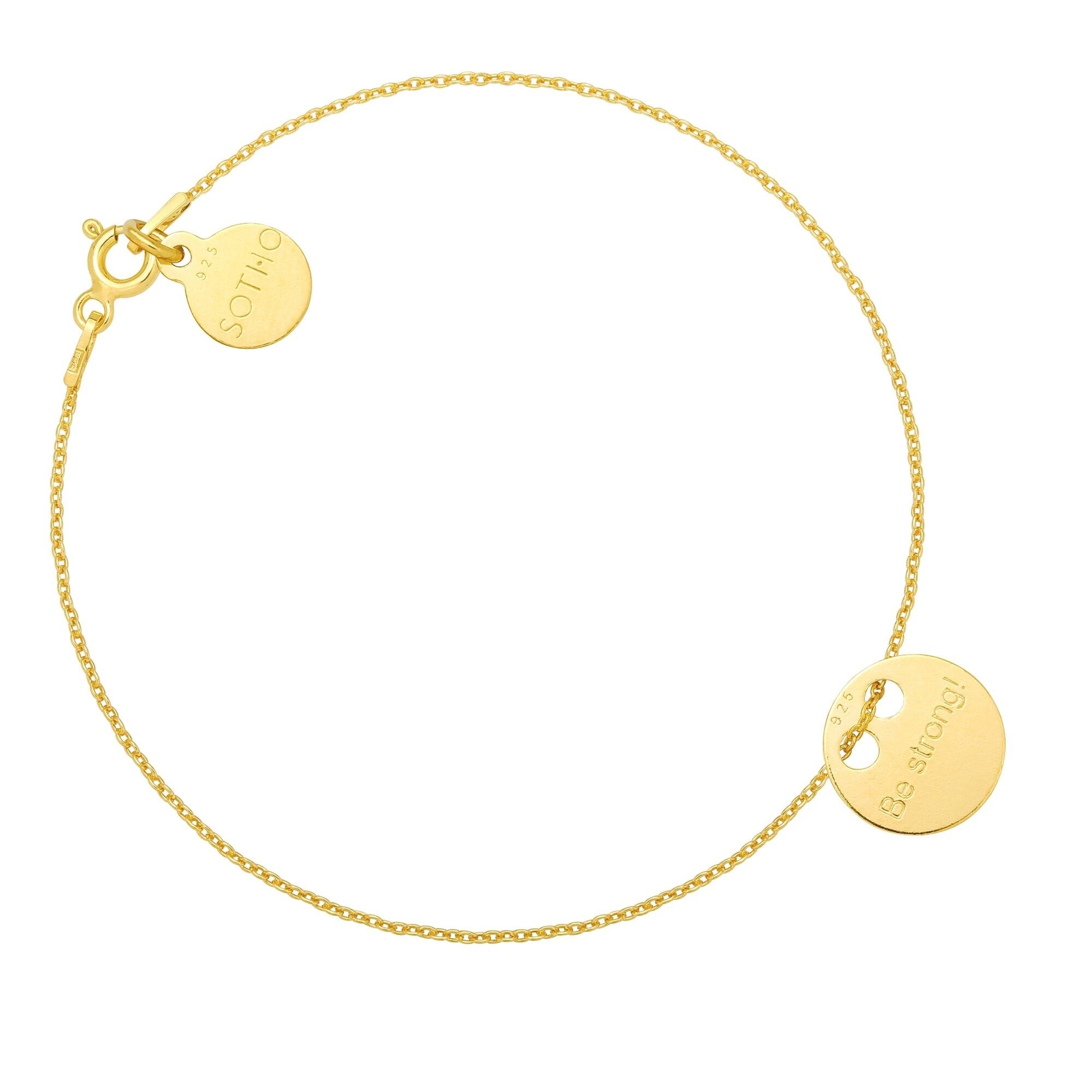 Złota bransoletka z pełną karmą Be strong!