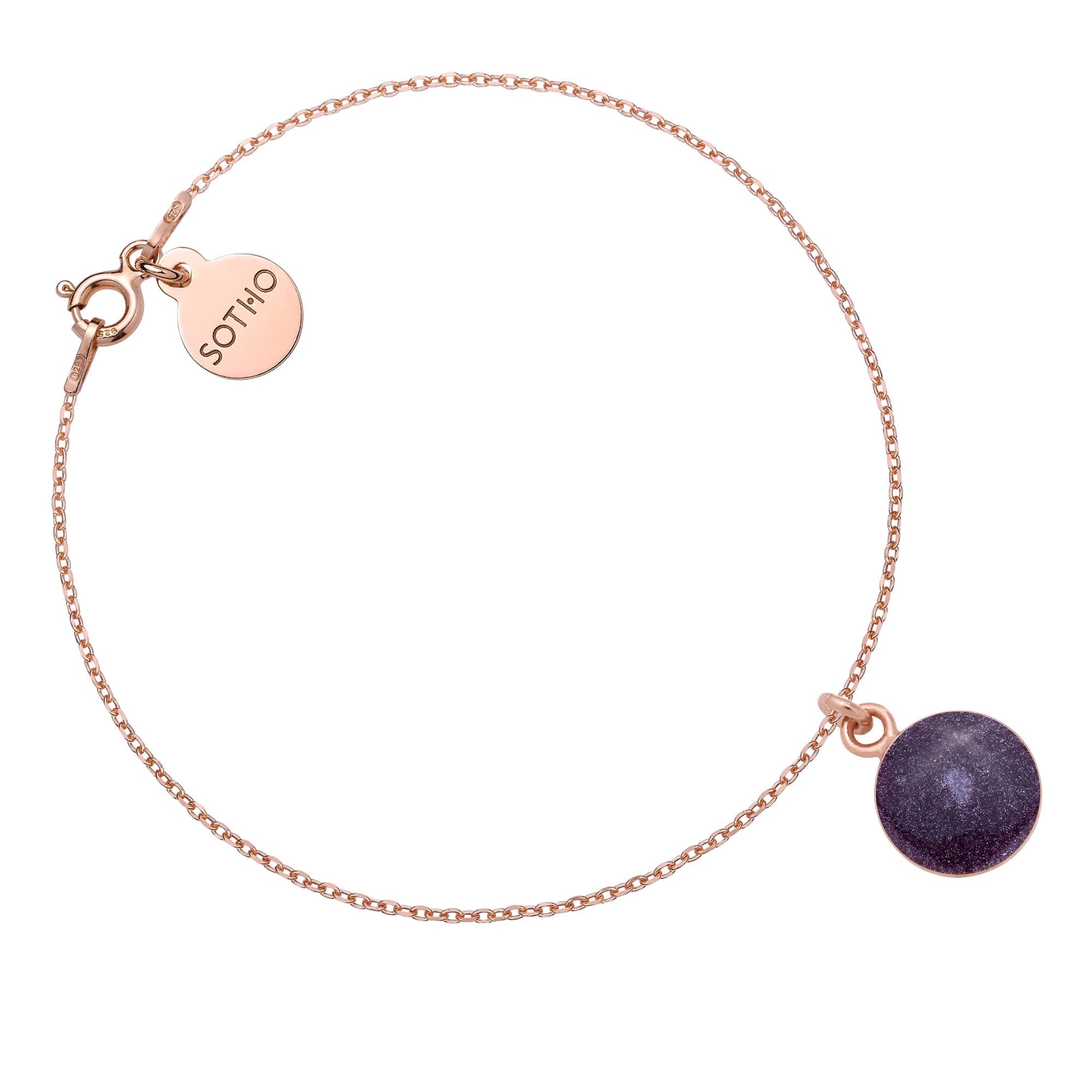 Bransoletka z różowego złota z fioletową żywicą