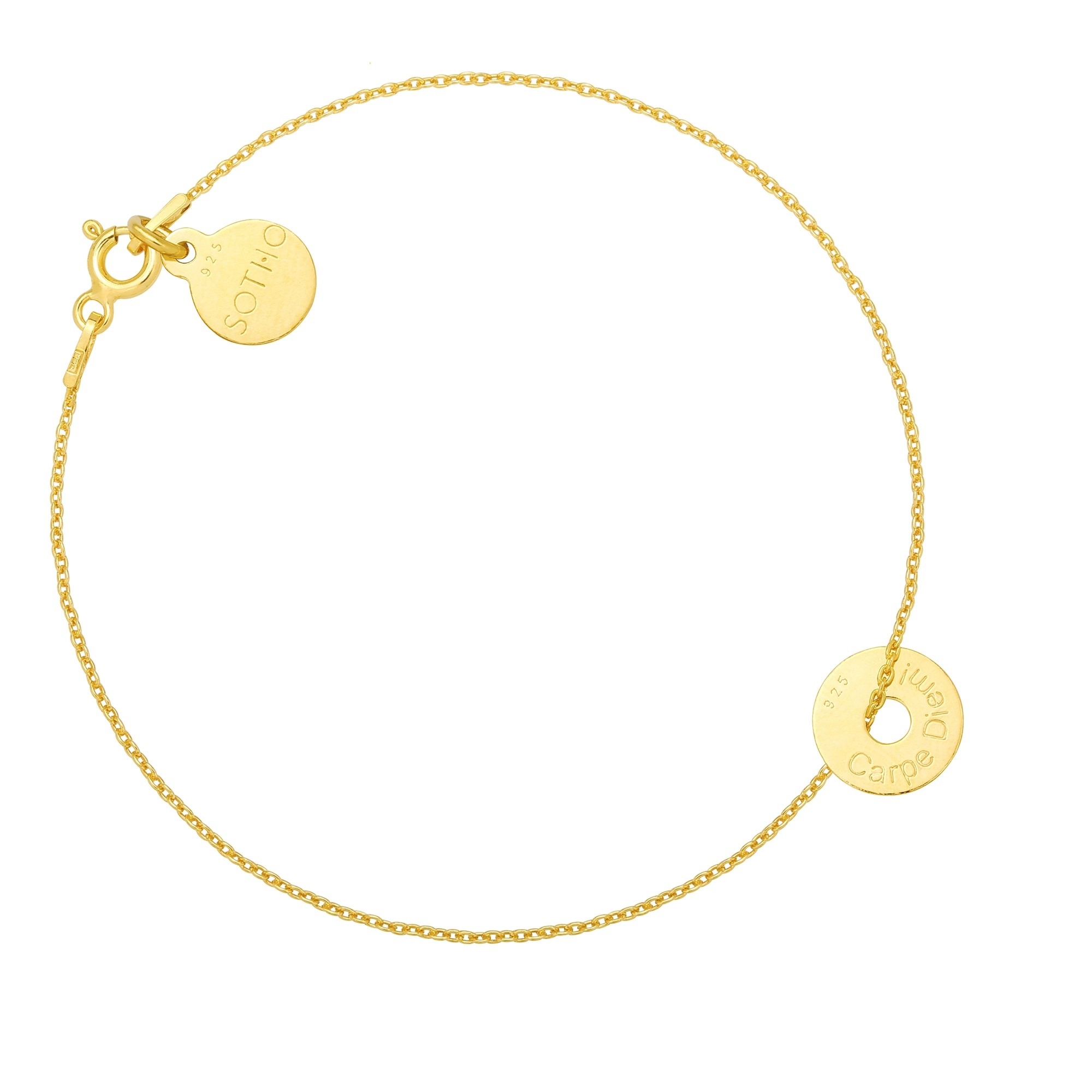 Złota bransoletka z małą karmą Carpe Diem!