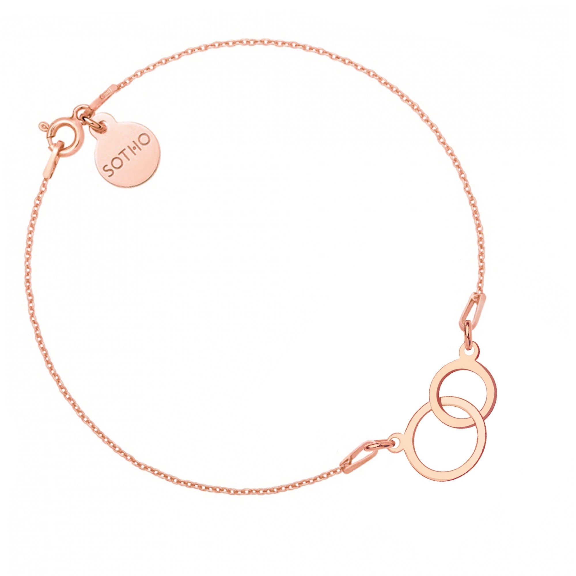Bransoletka dwa koła z różowego złota