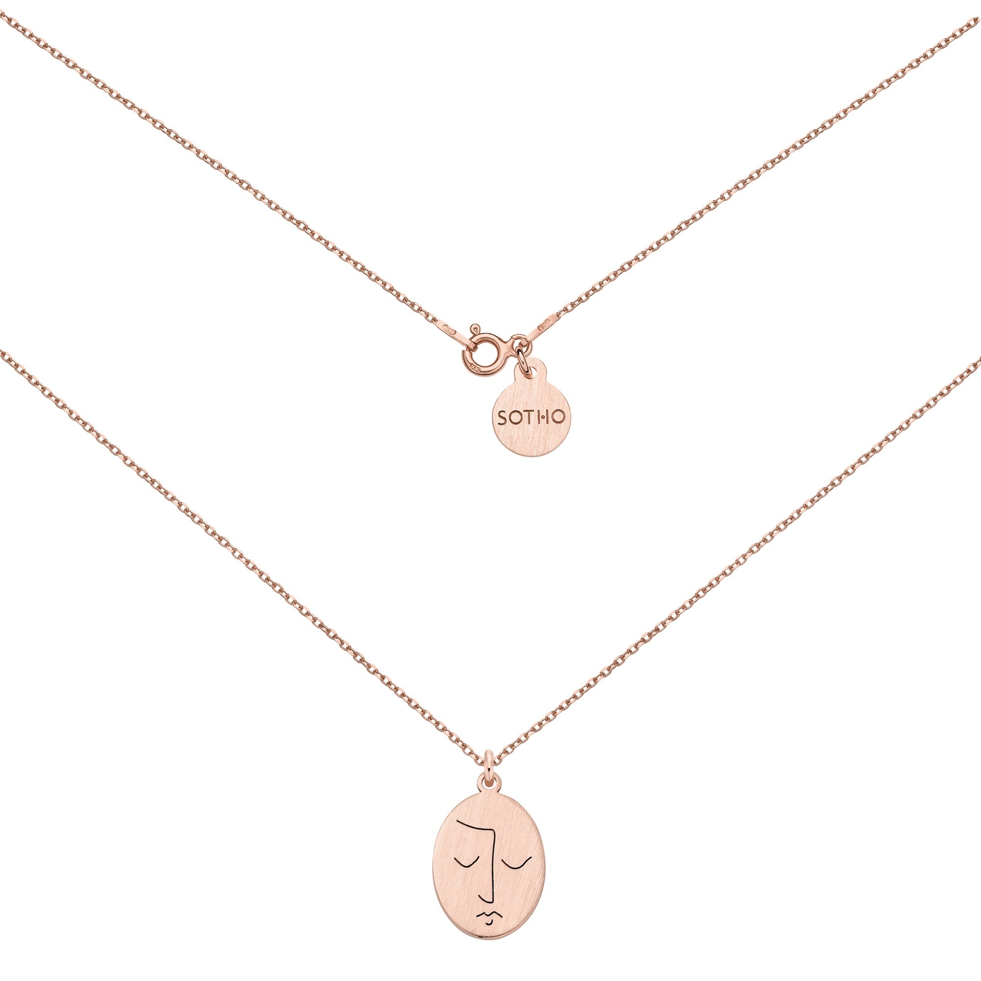 Medalion z różowego złota Face N°9 : Długość - 50 cm