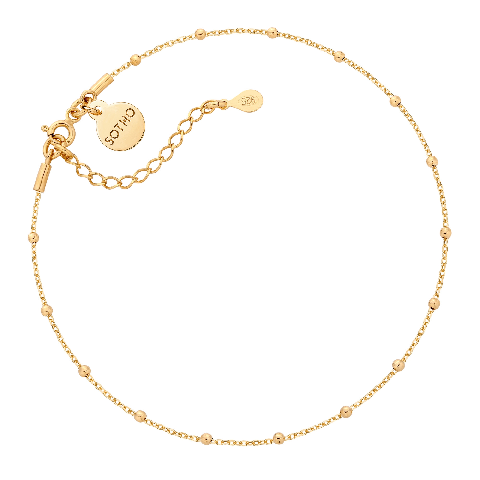 Złota bransoletka na nogę z kuleczkami