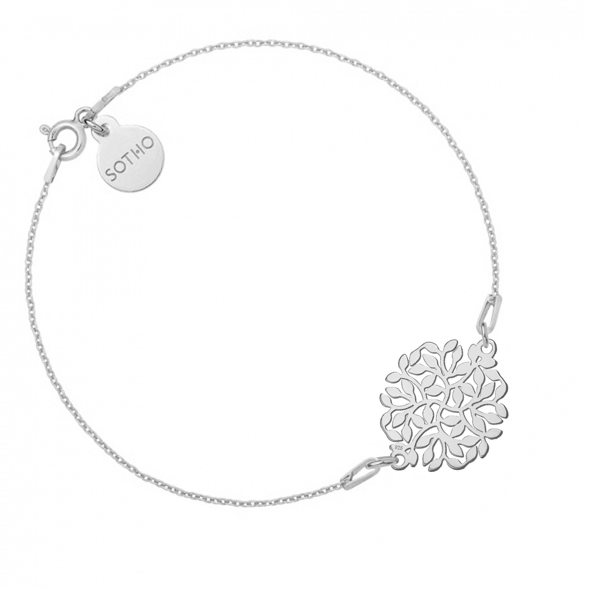 Srebrna bransoletka z rozetą z gałązek