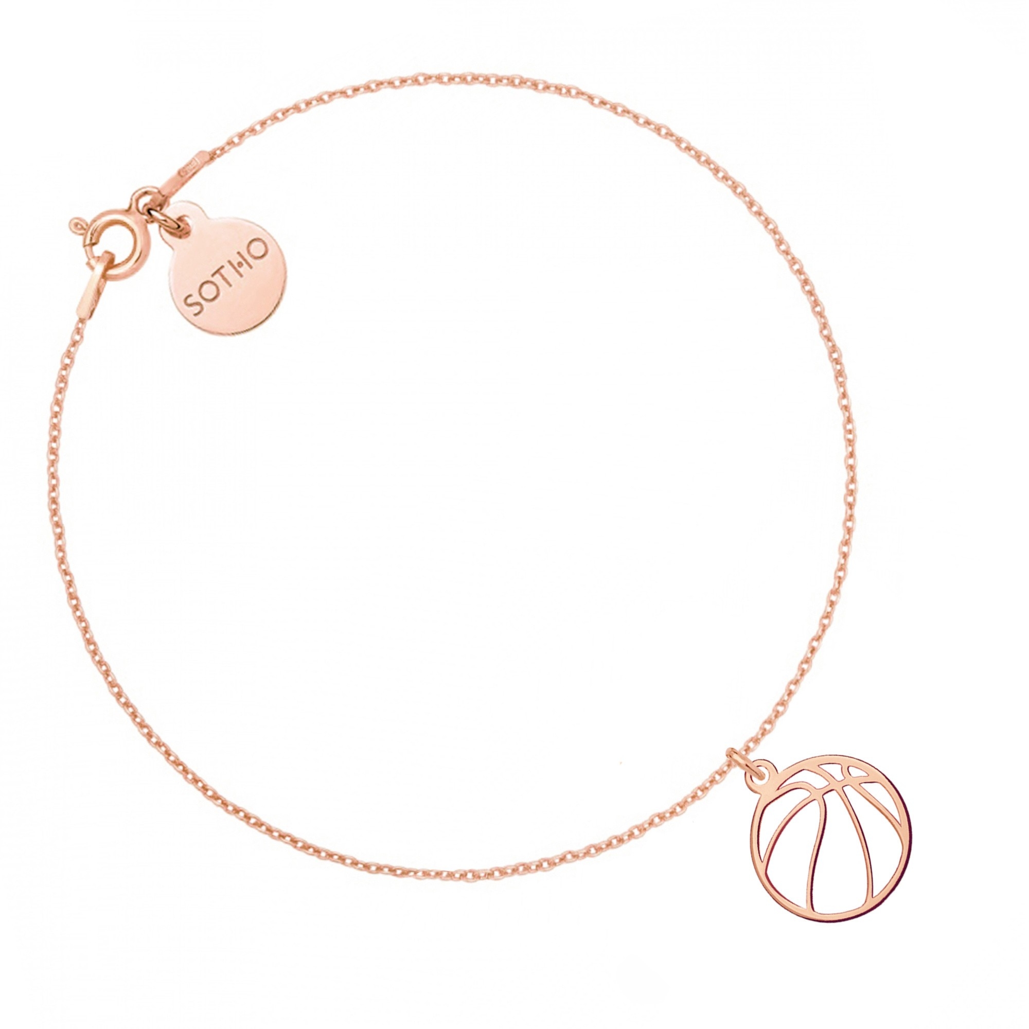 Bransoletka z piłką do koszykówki z różowego złota