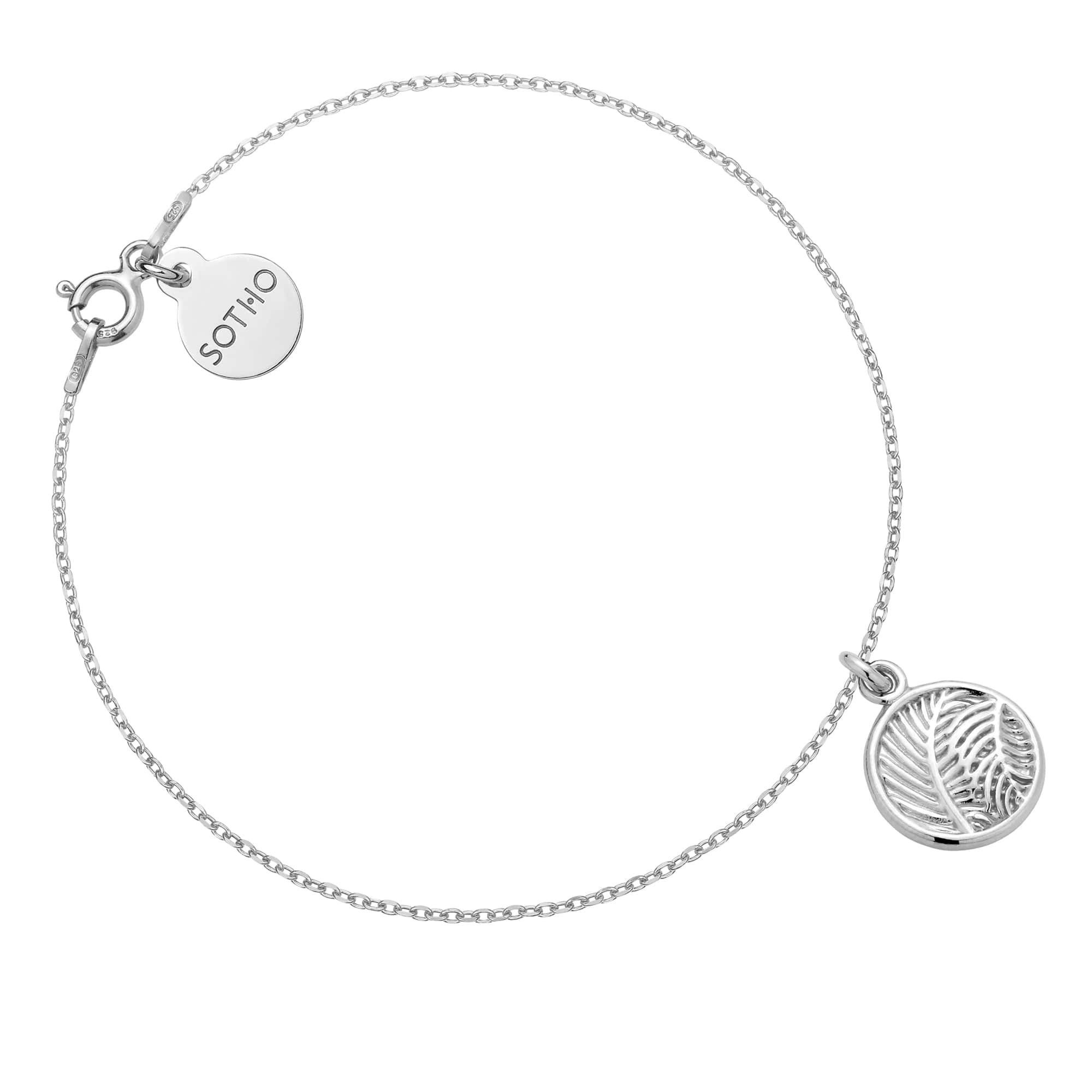 Srebrna bransoletka z liśćmi palmy