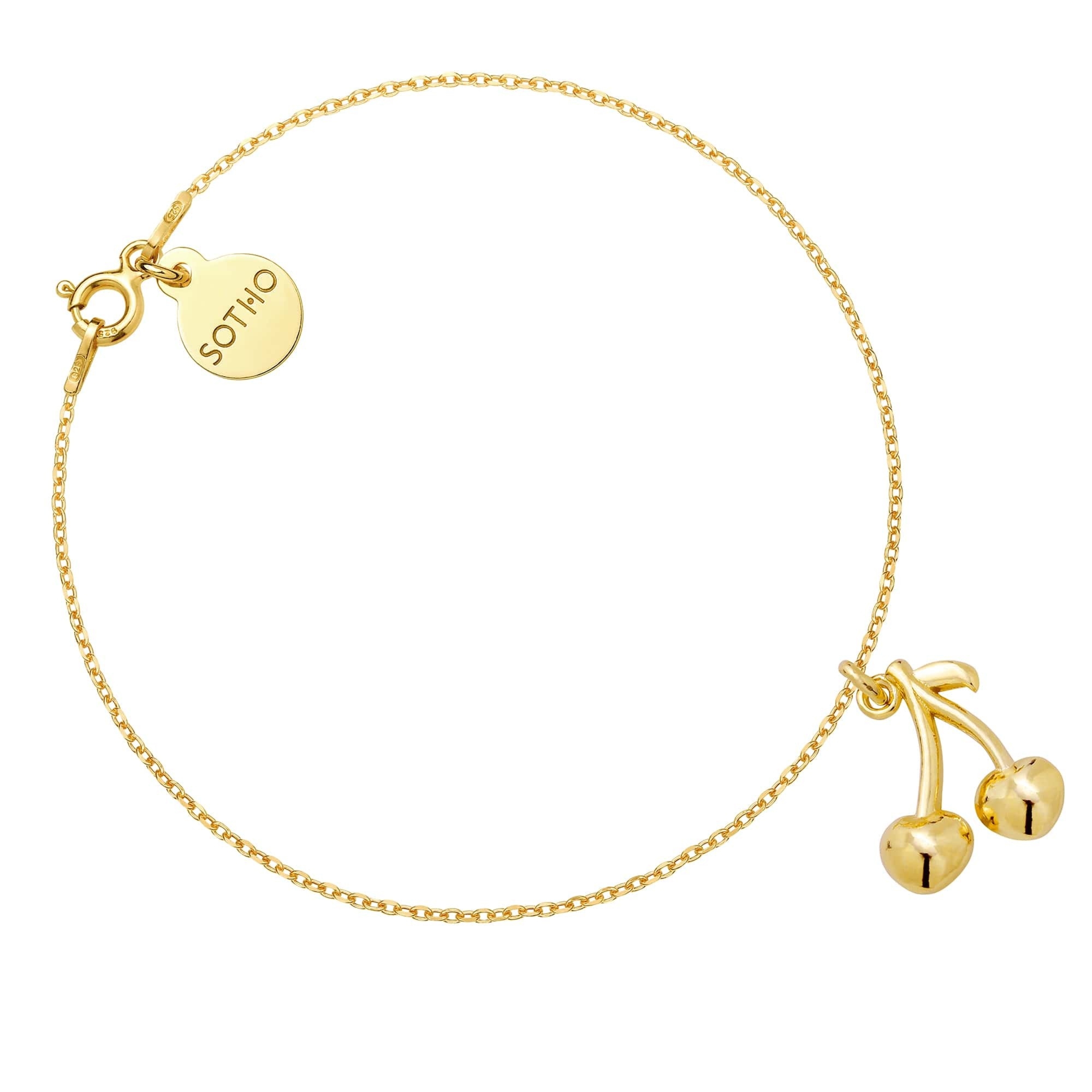 Złota bransoletka z wisienkami