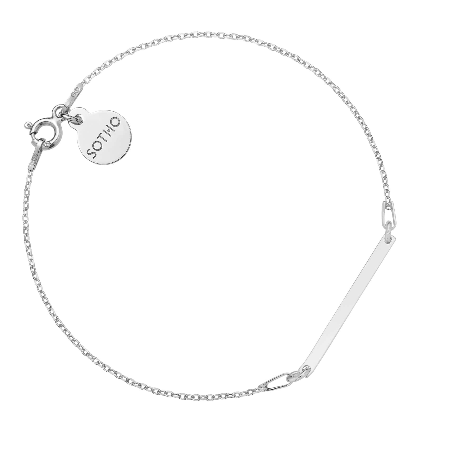 Srebrna bransoletka z delikatną prostokątną blaszką