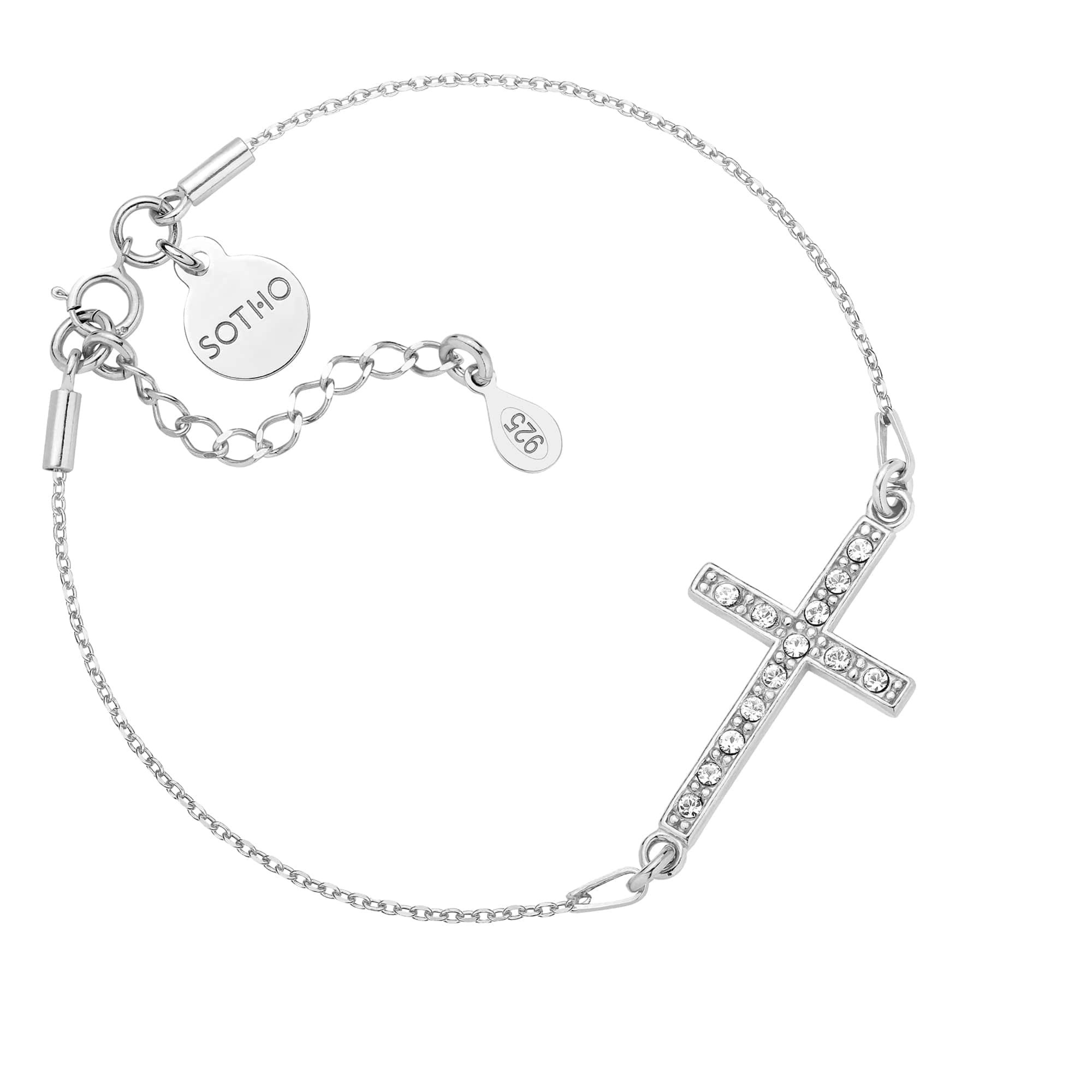 Srebrna bransoletka z krzyżem wysadzanym SWAROVSKI® CRYSTAL