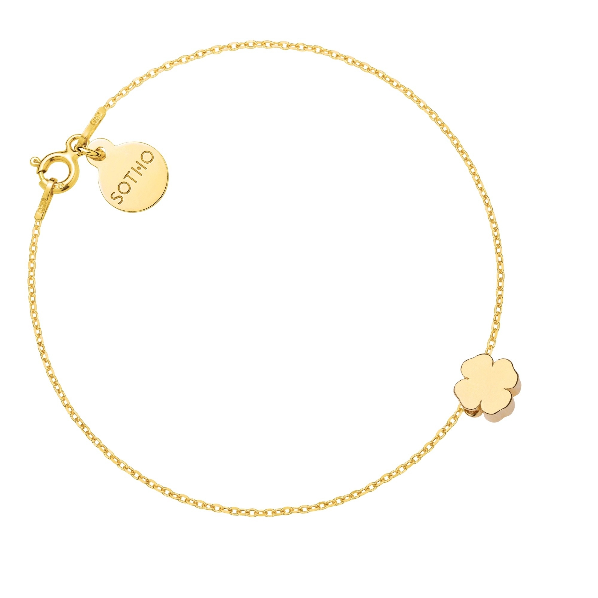 Złota bransoletka z delikatną koniczynką