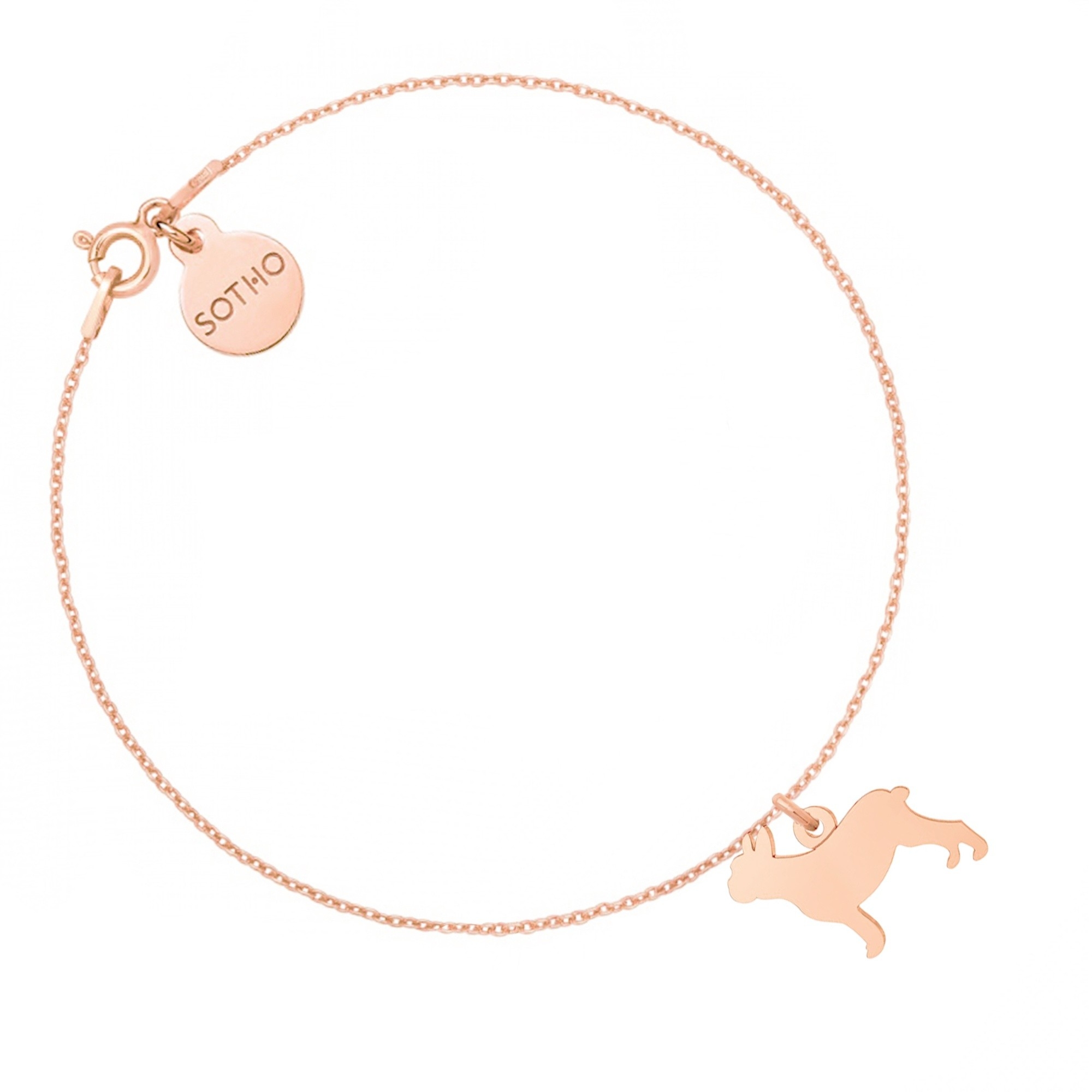 Bransoletka z buldogiem francuskim z różowego złota