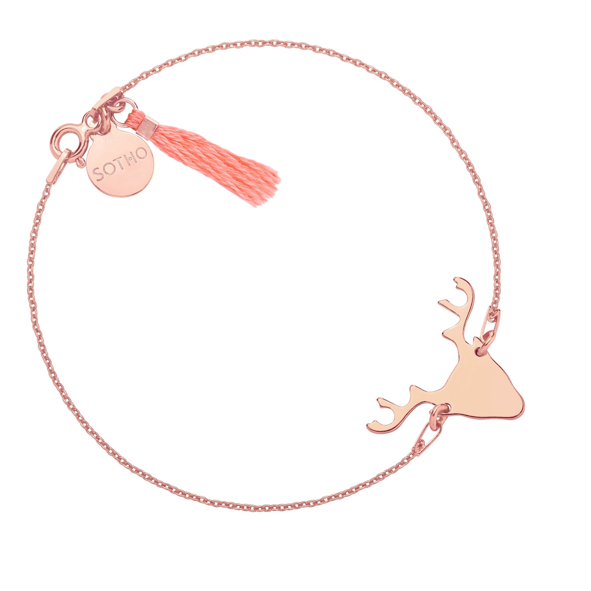 Bransoletka z jeleniem z różowego złota z chwostem