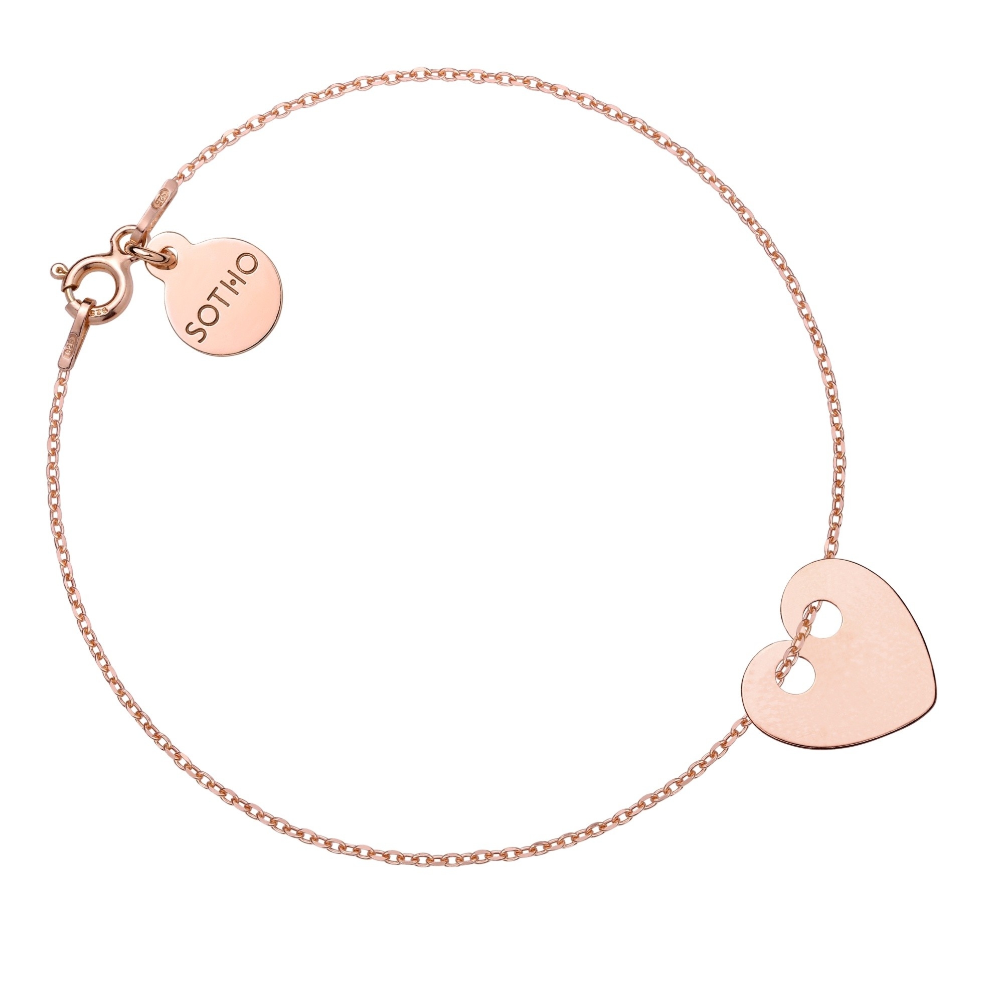 Bransoletka z różowego złota z pełnym serduszkiem