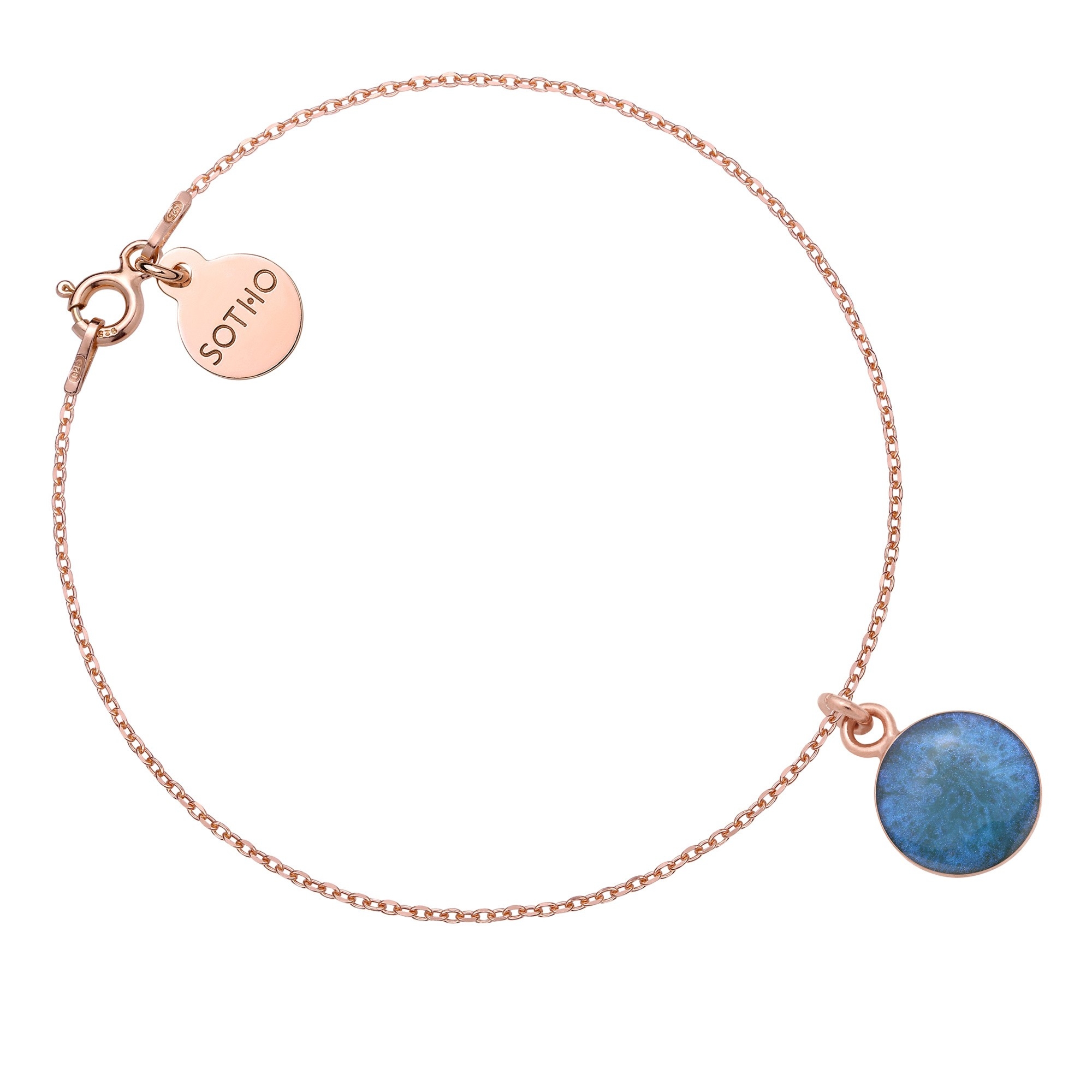 Bransoletka z różowego złota z turkusową żywicą