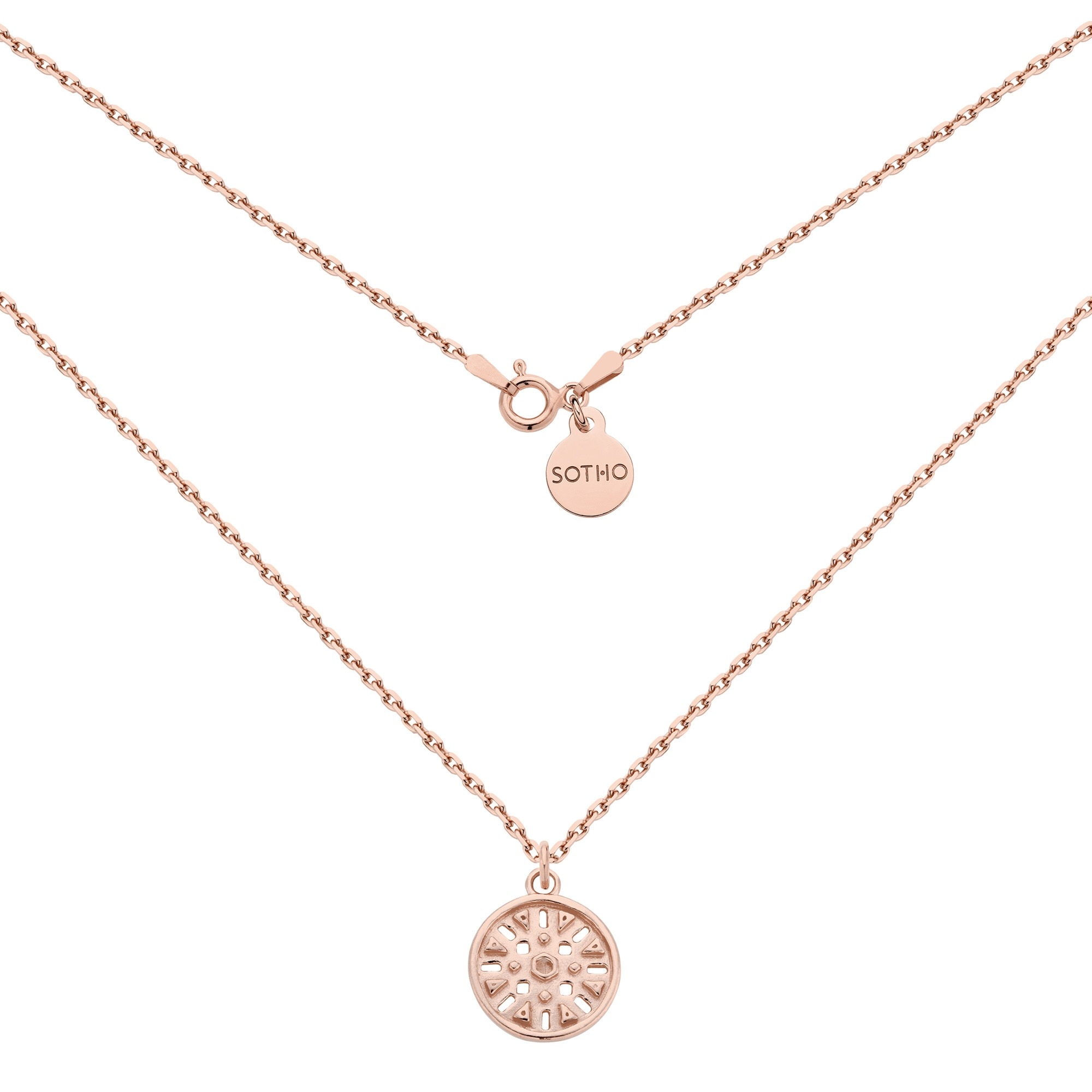 Naszyjnik z różowego złota z medalionem : Długość - 50 cm