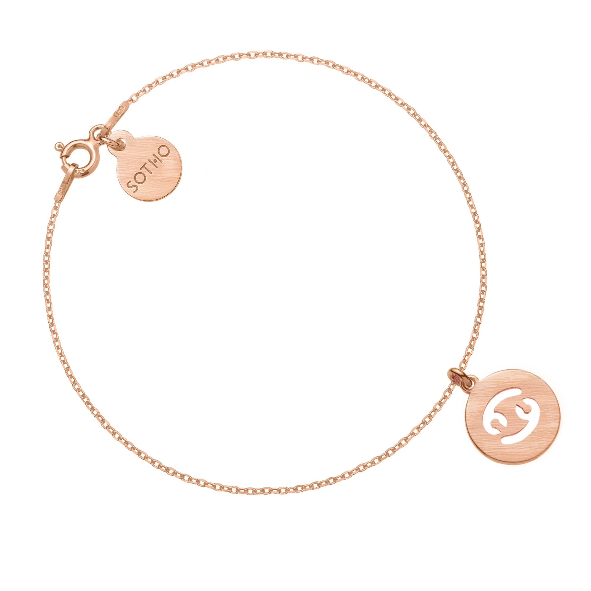 Matowa bransoletka z zodiakiem Raka z różowego złota