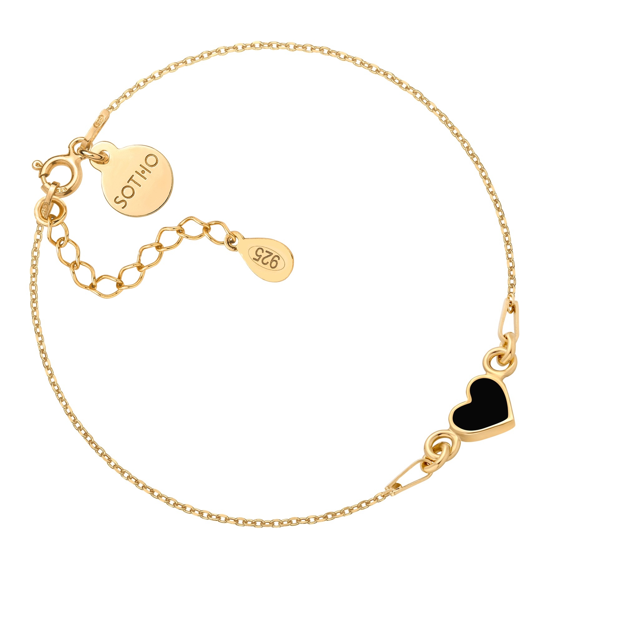 Złota bransoletka z czarnym serduszkiem