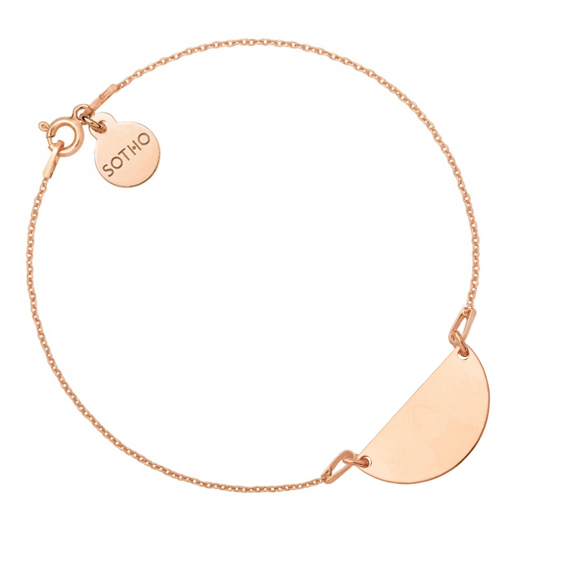 Bransoletka z różowego złota z półokrągłą zawieszką