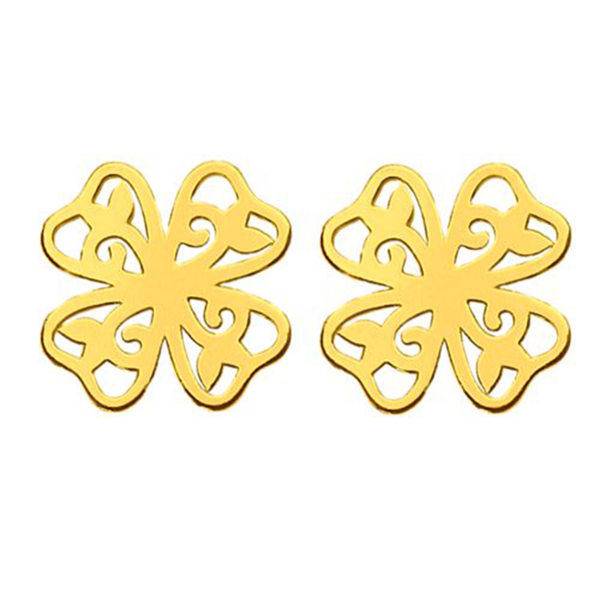 Złote kolczyki ażurowe koniczynki