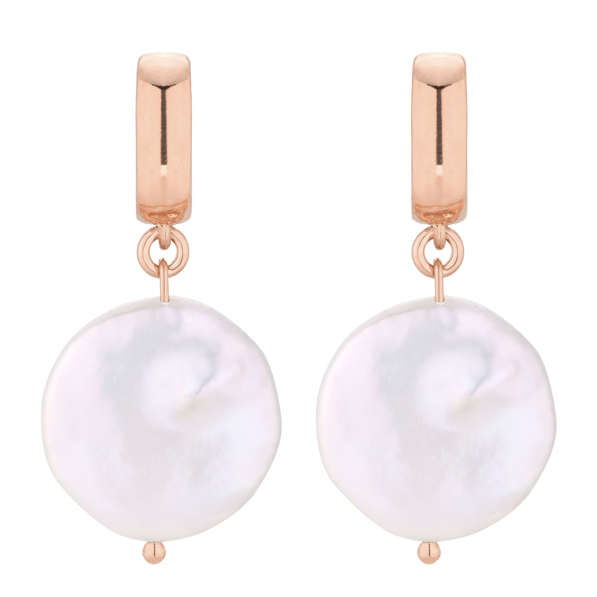 Kolczyki z różowego złota z dużymi płaskimi perłami