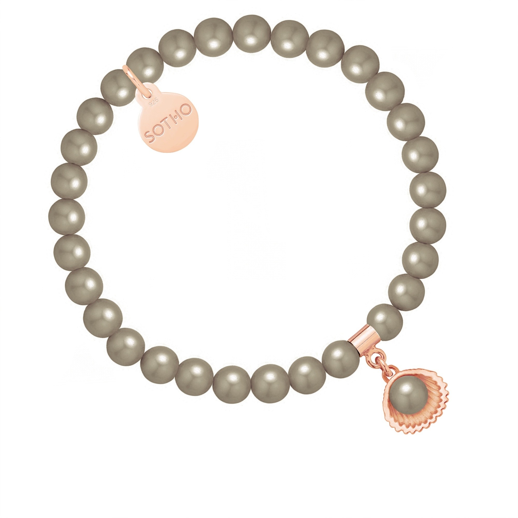 Bransoletka z pereł SWAROVSKI® CRYSTAL w kolorze Dark Grey z muszelką