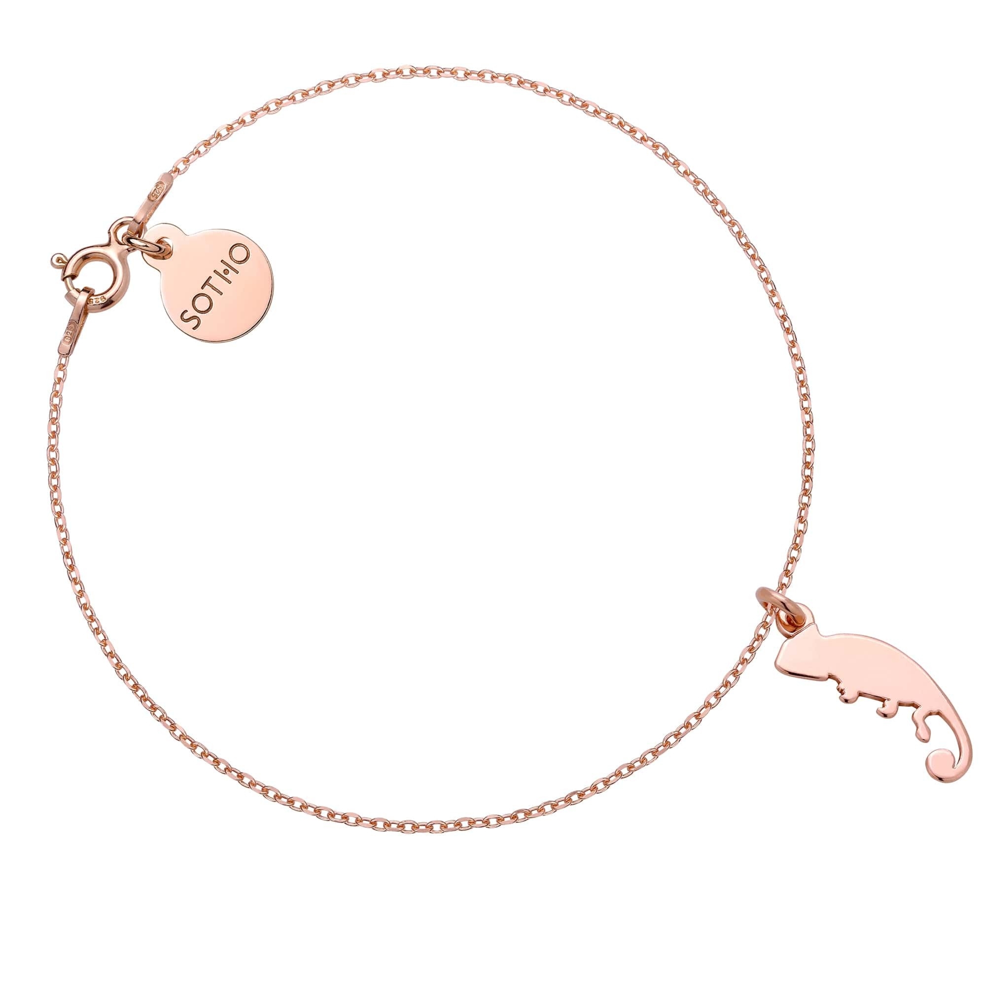 Bransoletka z różowego złota z kameleonem