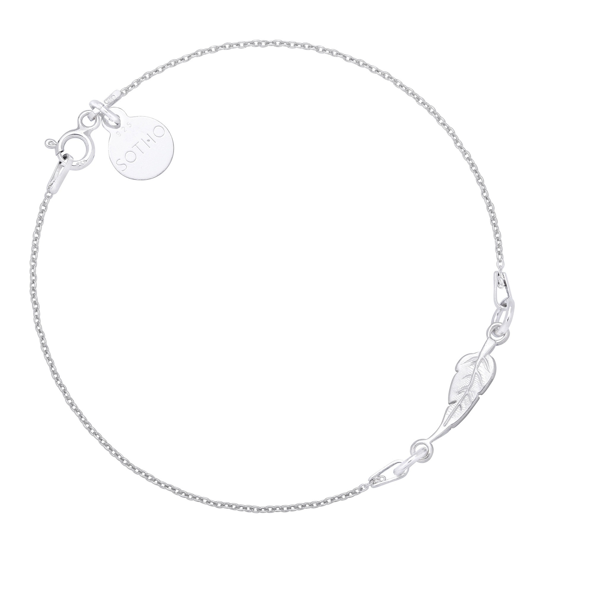 Srebrna bransoletka z piórkiem