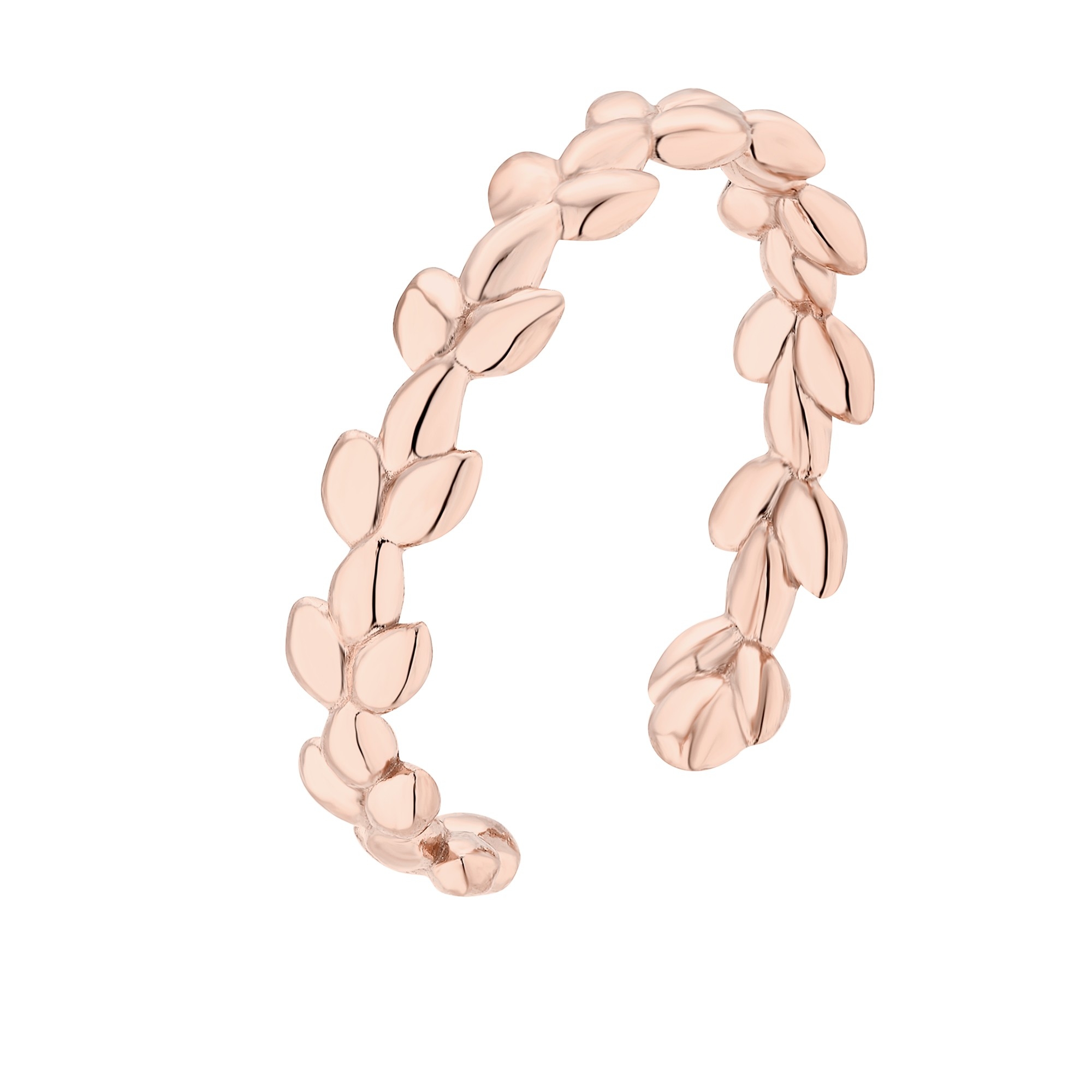 Obrączka z listeczkami z różowego złota