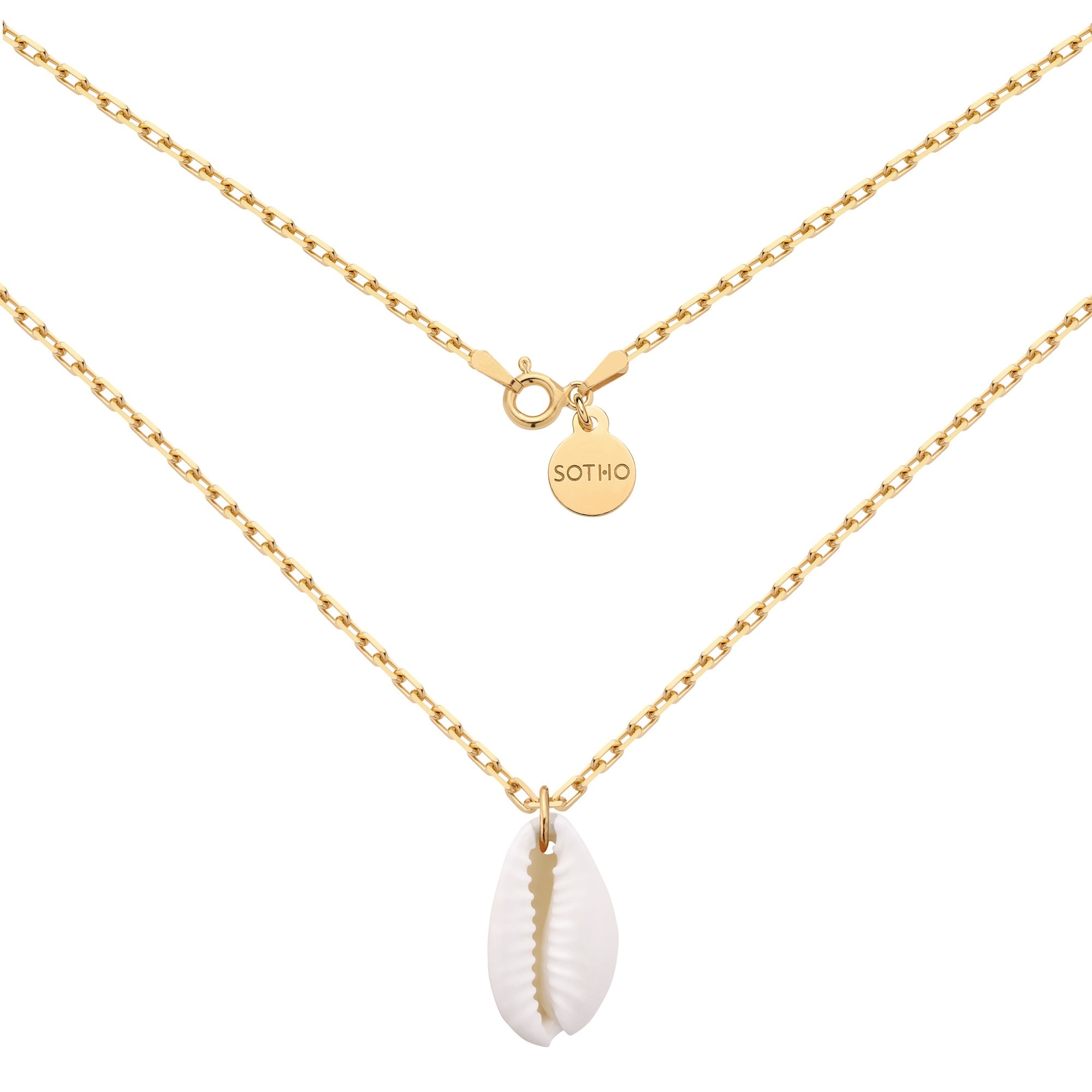 Złoty masywny łańcuszek z muszelką : Długość - 50 cm