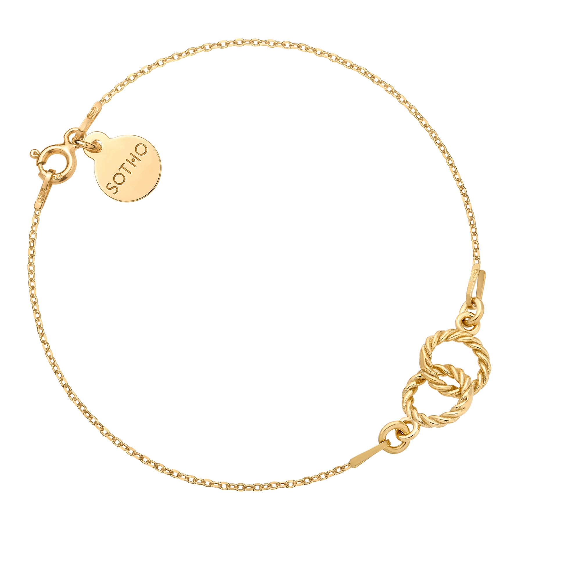 Złota bransoletka z dwoma kółeczkami