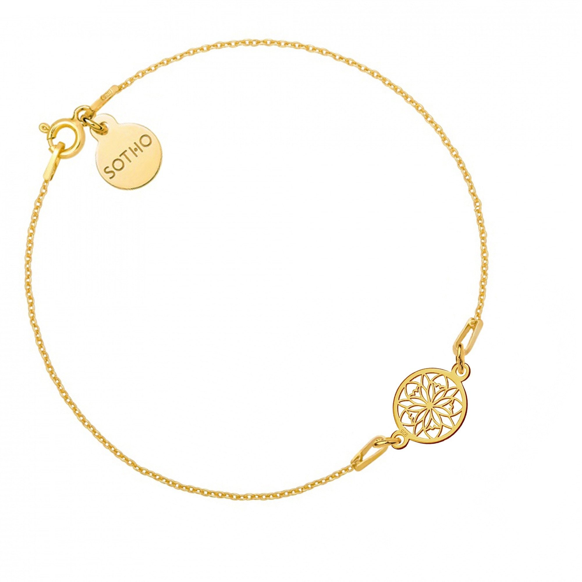 Złota bransoletka z ażurową rozetką