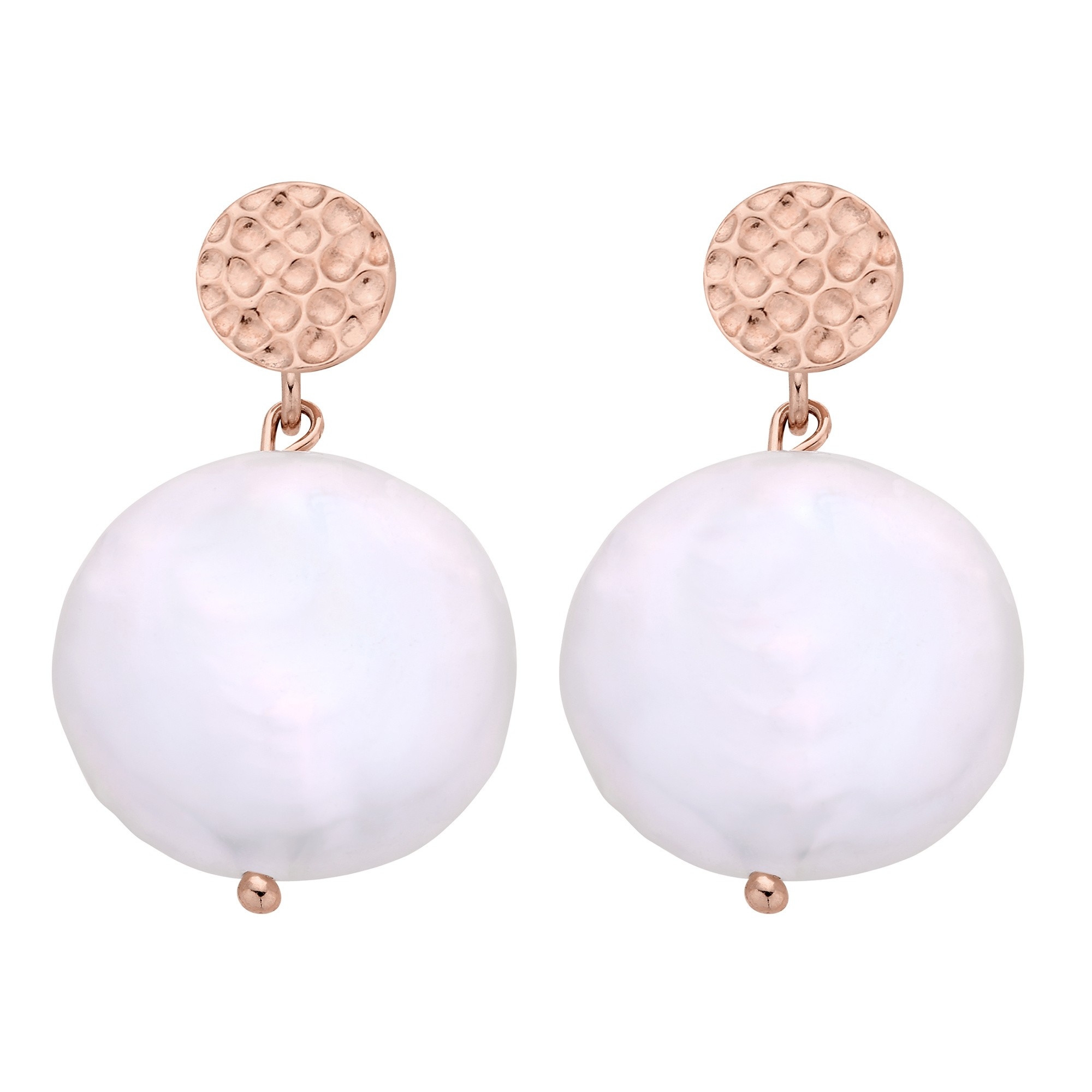 Kolczyki z różowego złota z dużymi płaskimi perłami