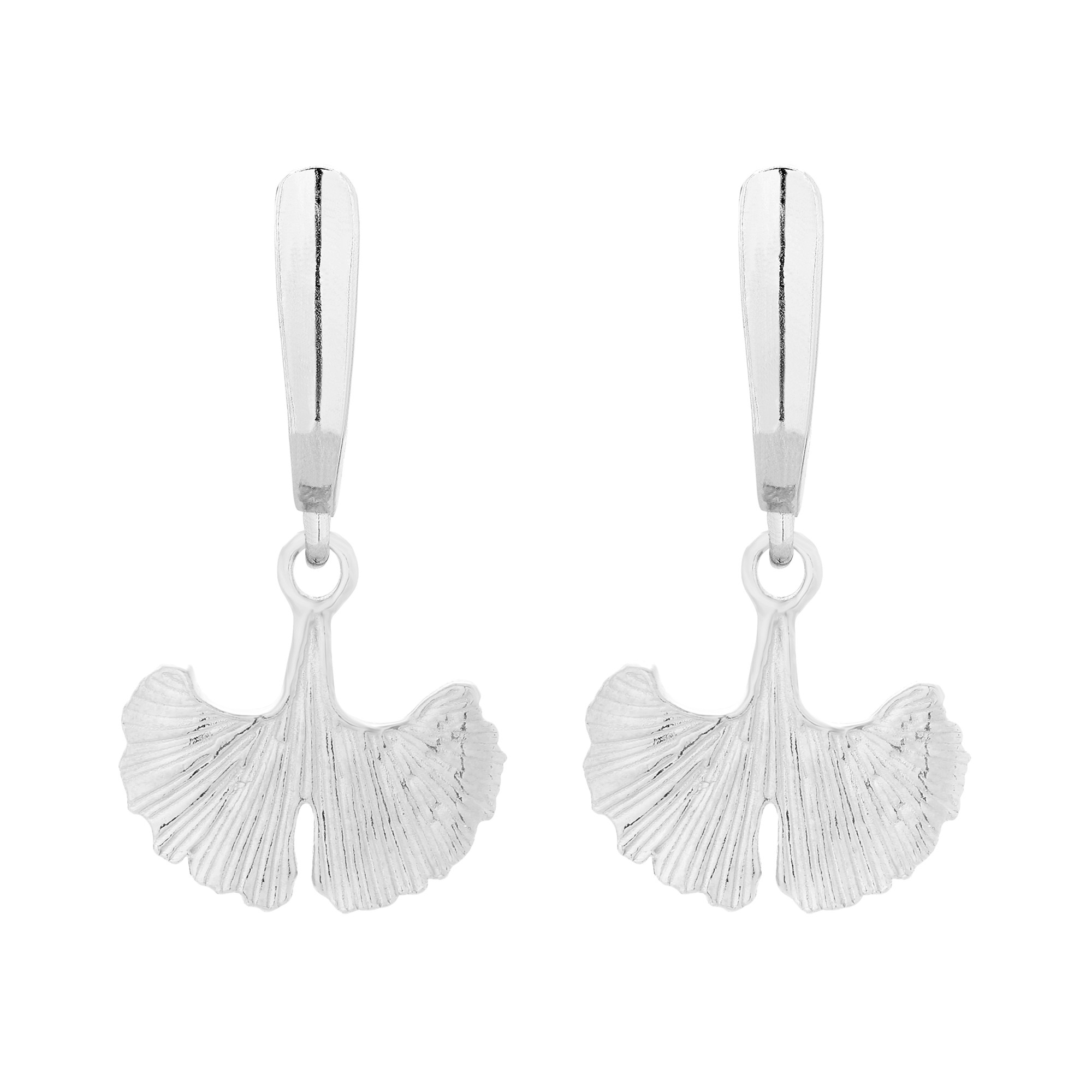 Srebrne kolczyki liście miłorzębu