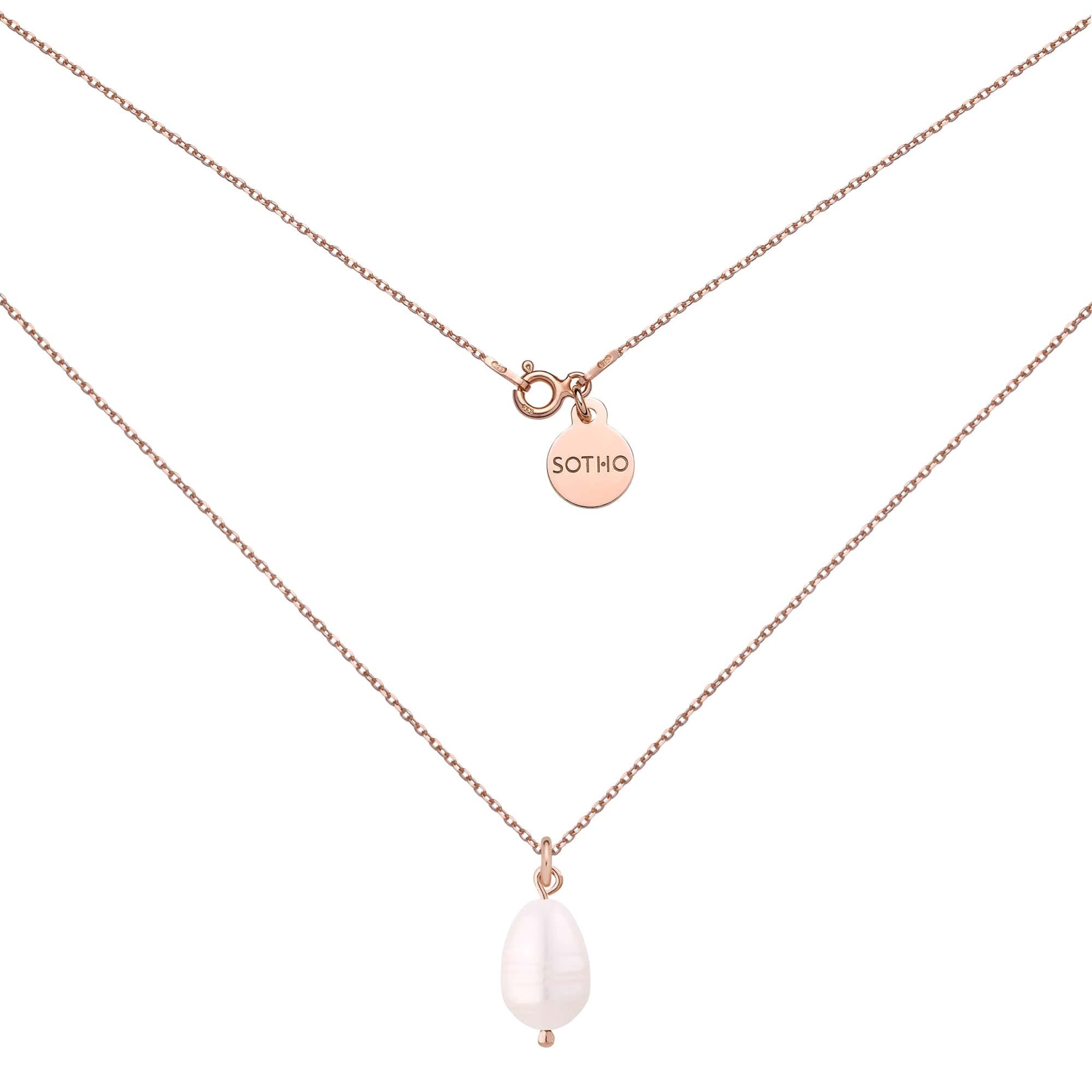 Naszyjnik z różowego złota z naturalną perłą : Długość - 50 cm