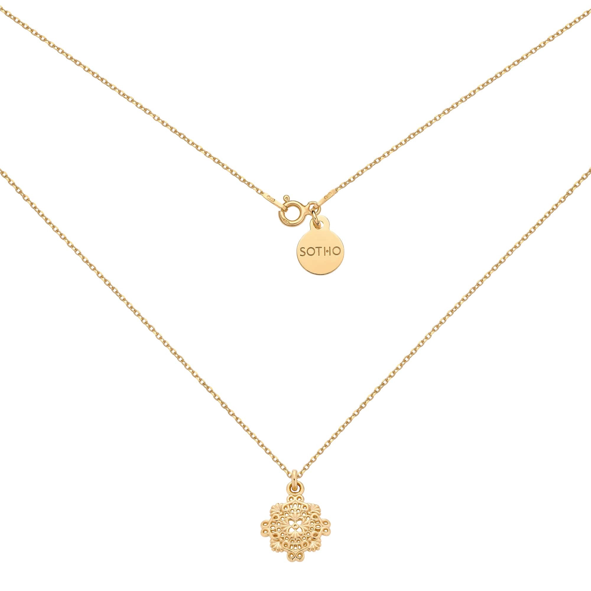 Złoty naszyjnik z rozetą : Długość - 50 cm