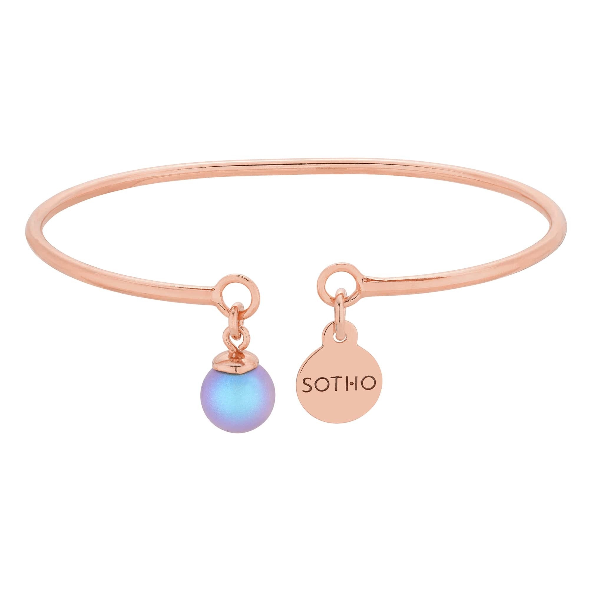 Bransoletka z różowego złota z niebieską perłą SWAROVSKI® CRYSTAL