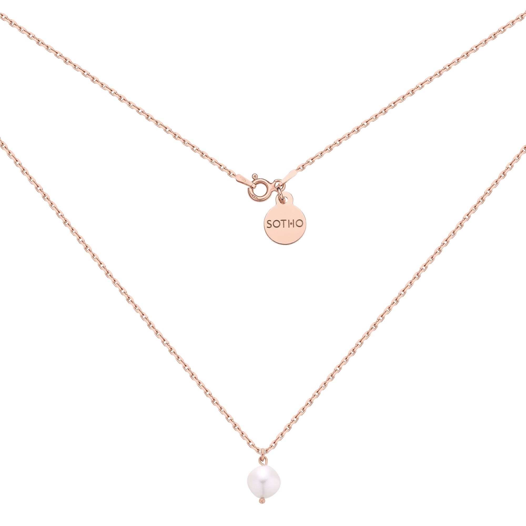 Naszyjnik z różowego złota z naturalną perłą : Długość - 50 cm