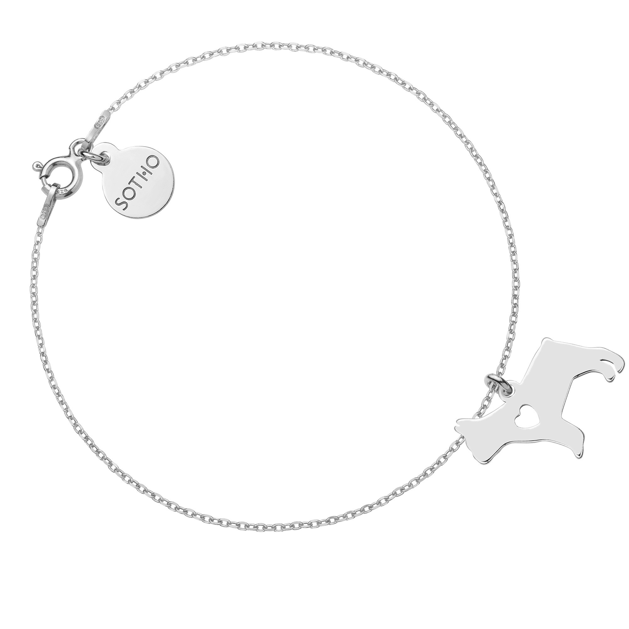 Srebrna bransoletka z psem rasy buldog francuski