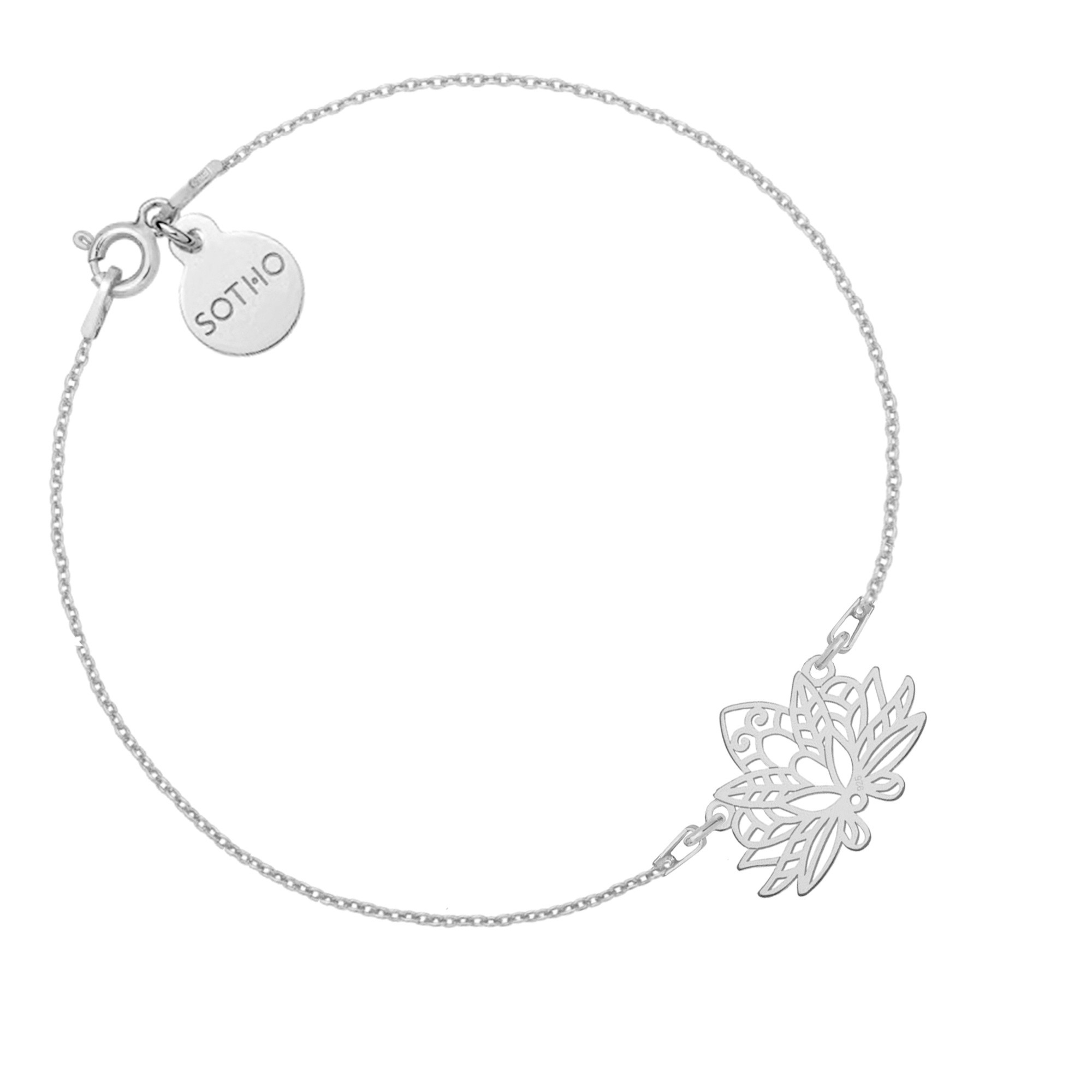 Srebrna bransoletka z ażurowym lotosem