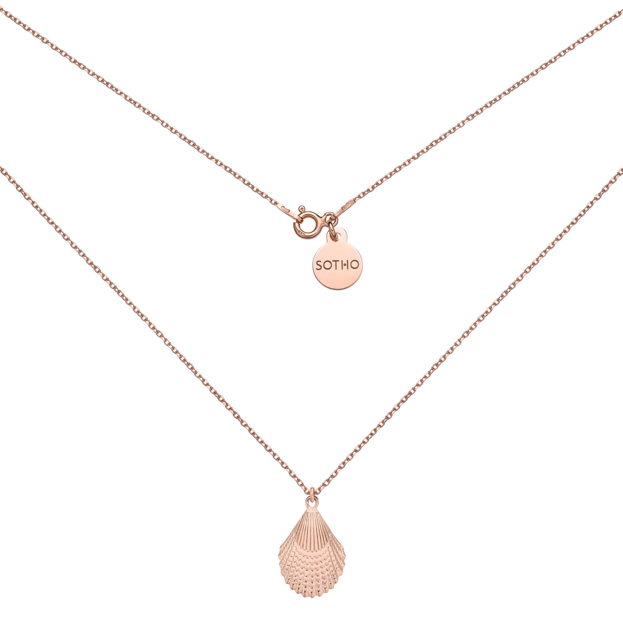 Naszyjnik z różowego złota z muszlą : Długość - 50 cm