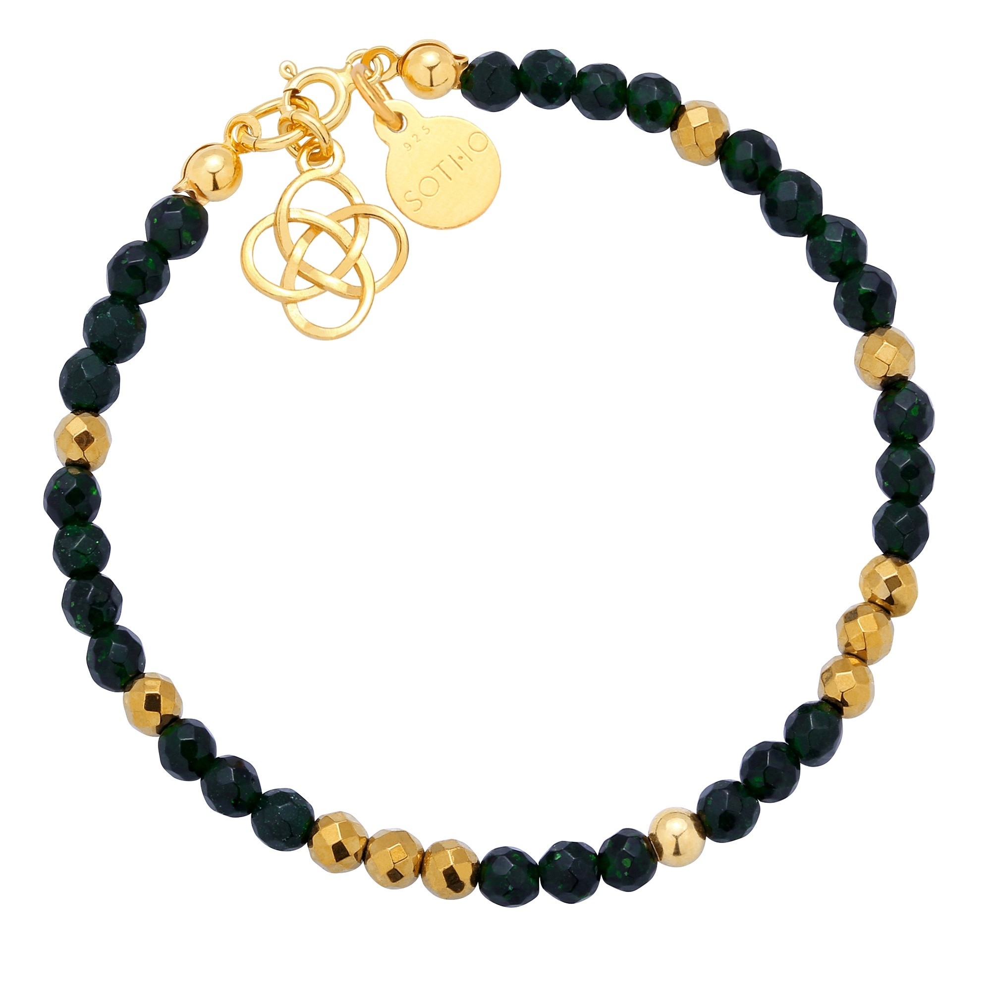 Ciemno zielona bransoletka szmaragd Nilu z arabską rozetką