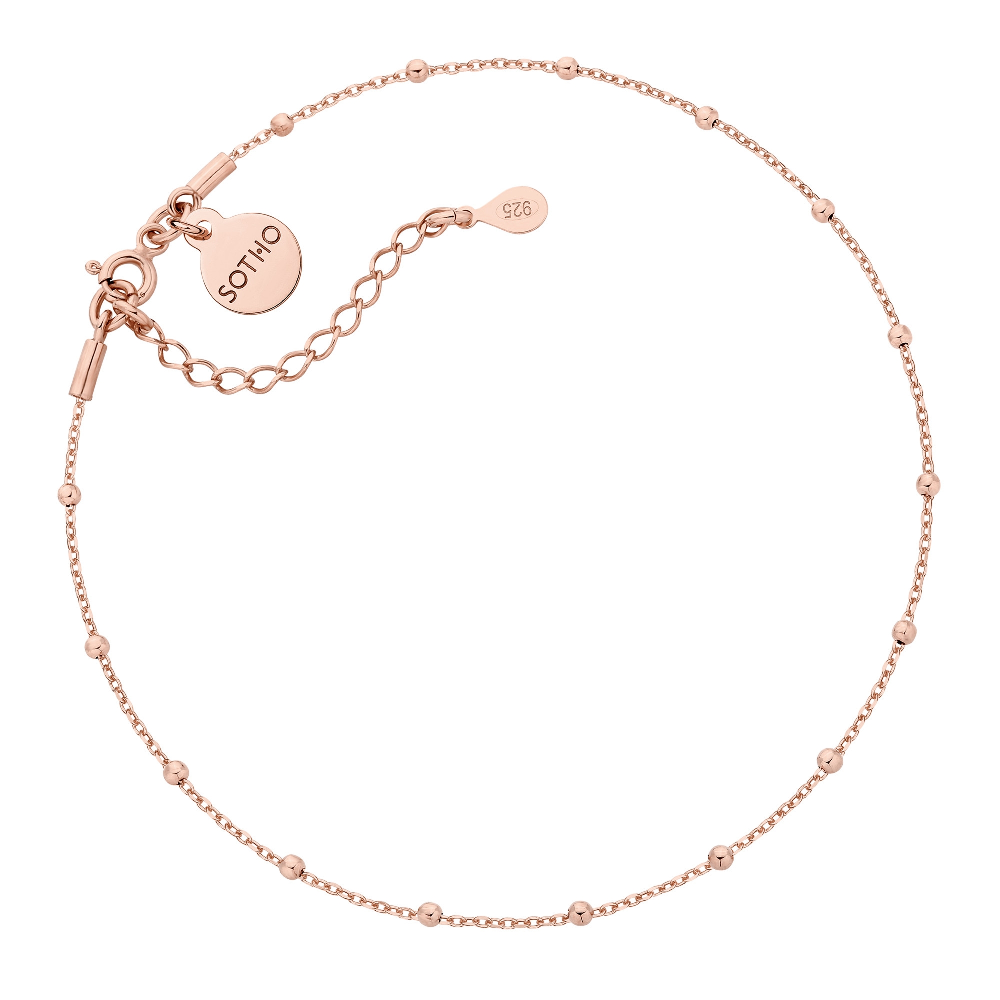 Bransoletka z różowego złota na nogę z kuleczkami