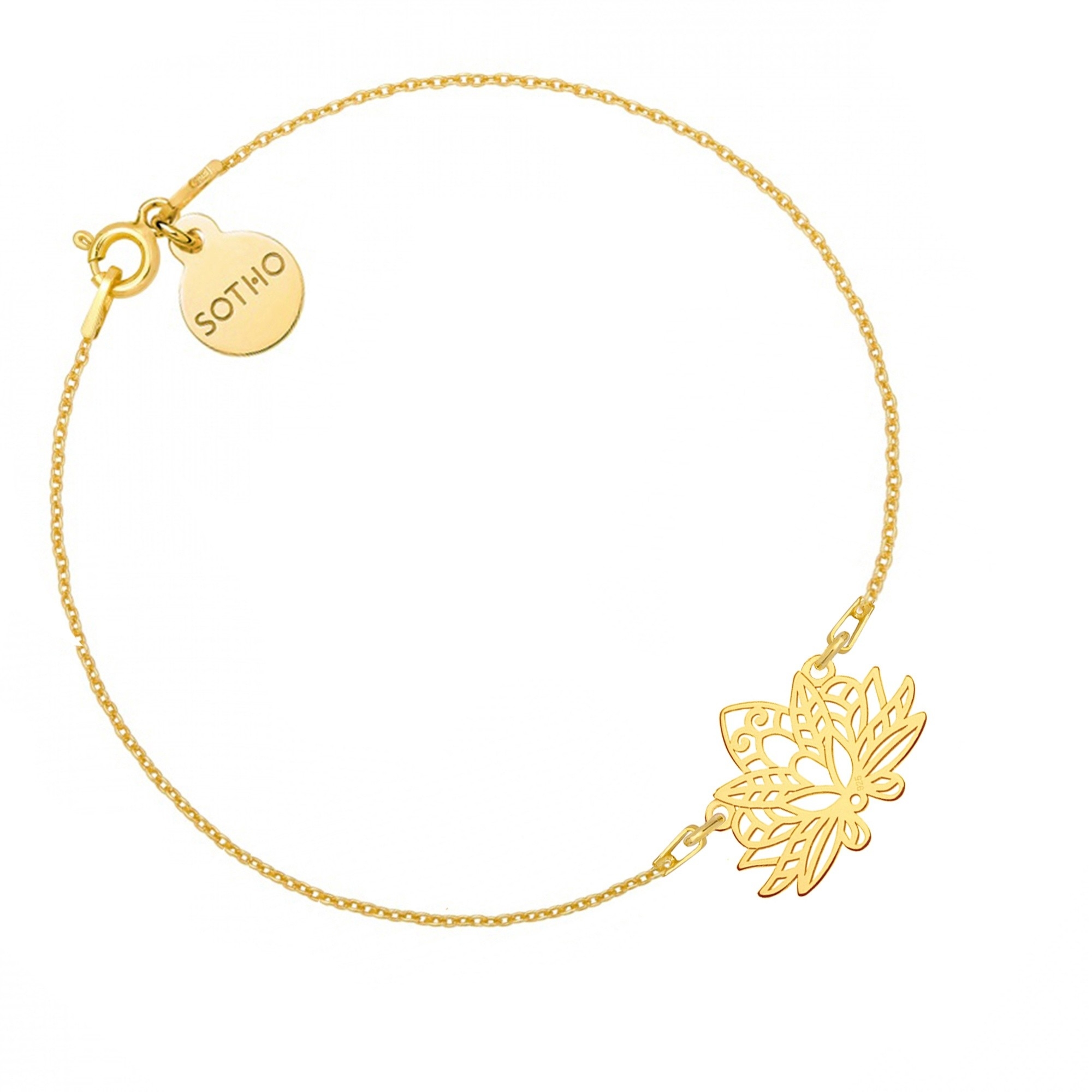 Złota bransoletka z ażurowym lotosem