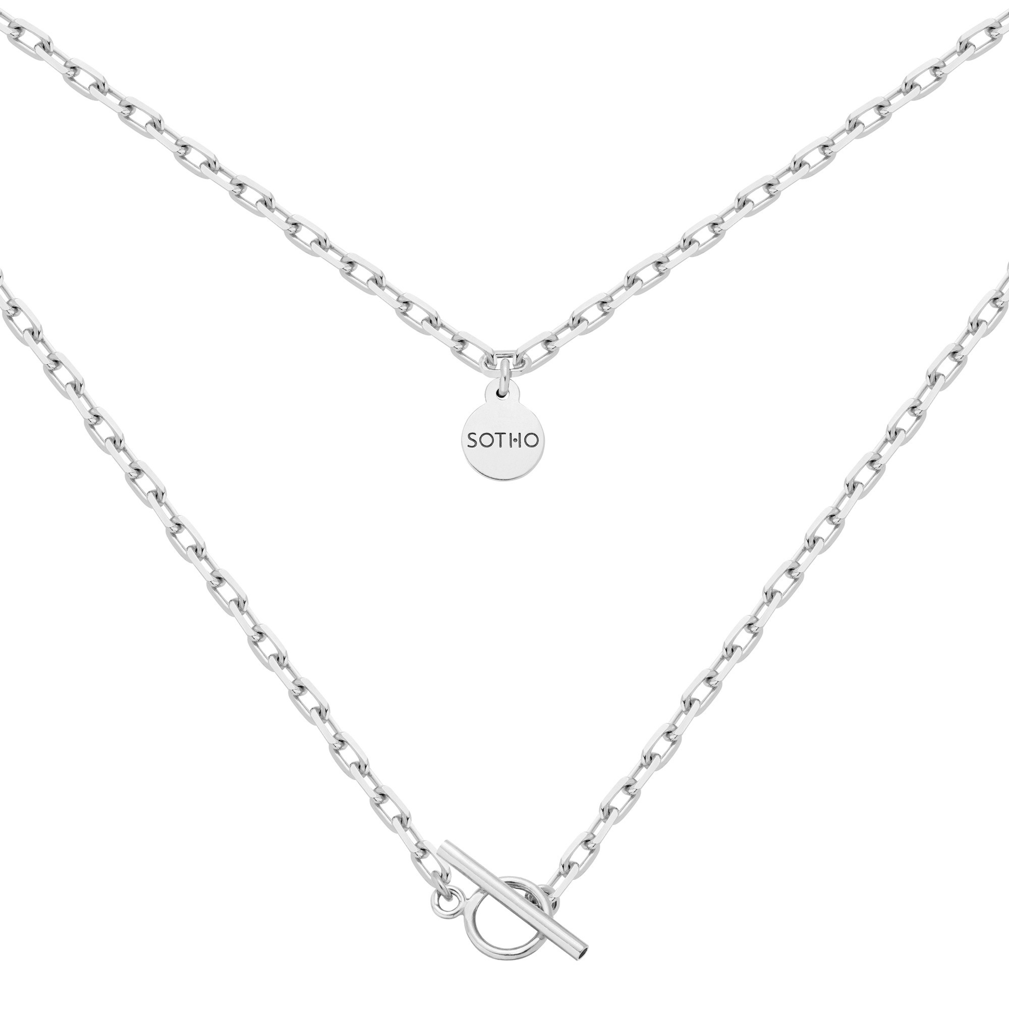 Srebrny masywny łańcuszek z ozdobnym zapięciem : Długość - 50 cm