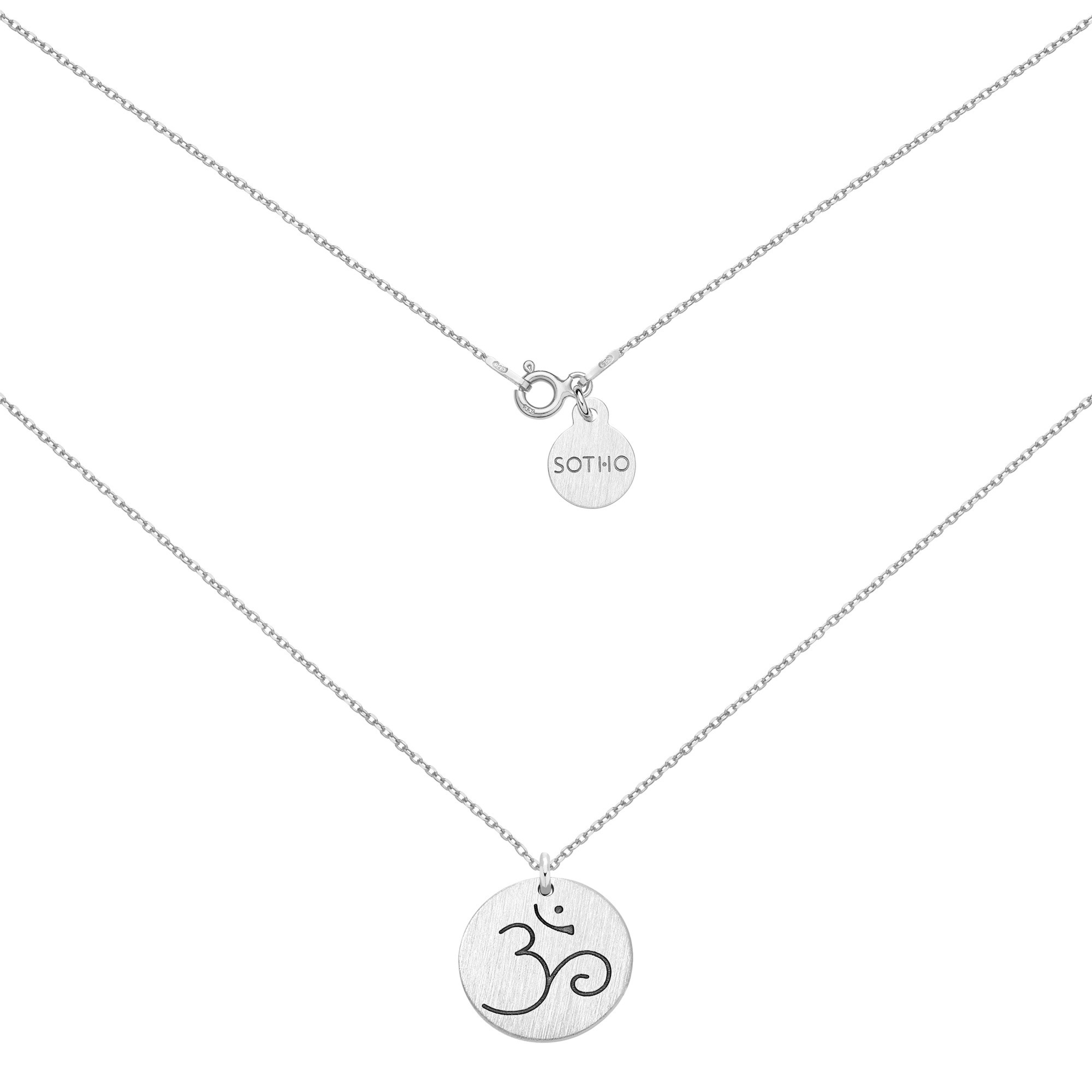 Srebrny medalion z symbolem OM : Długość - 50 cm