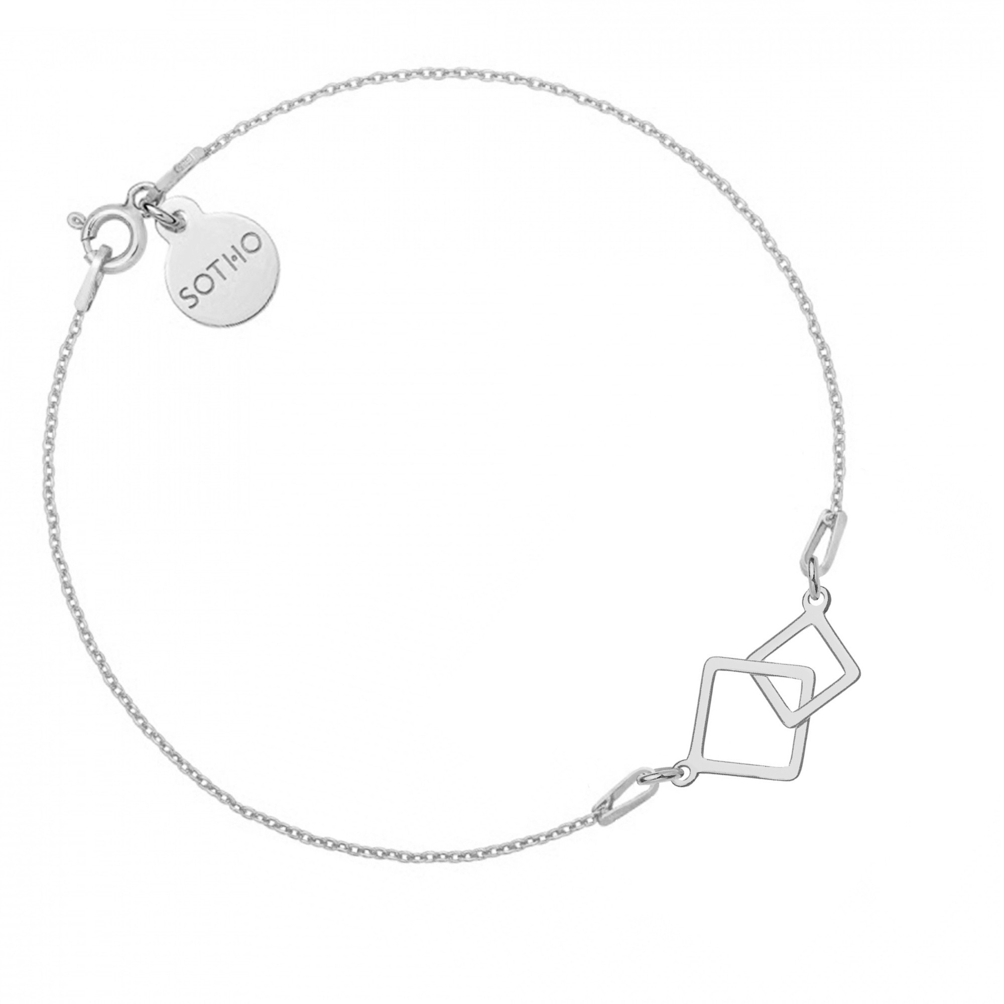 Srebrna bransoletka z dwoma kwadratami