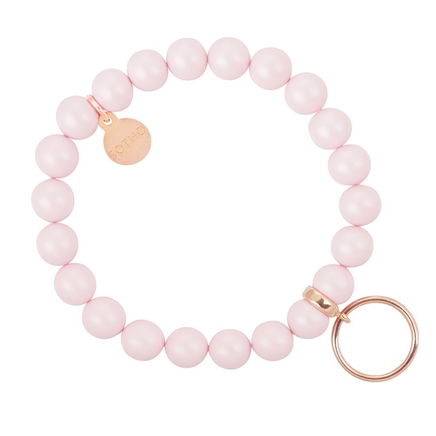 Różowa pastelowa bransoletka perły SWAROVSKI® ELEMENTS ze złotą Karmą