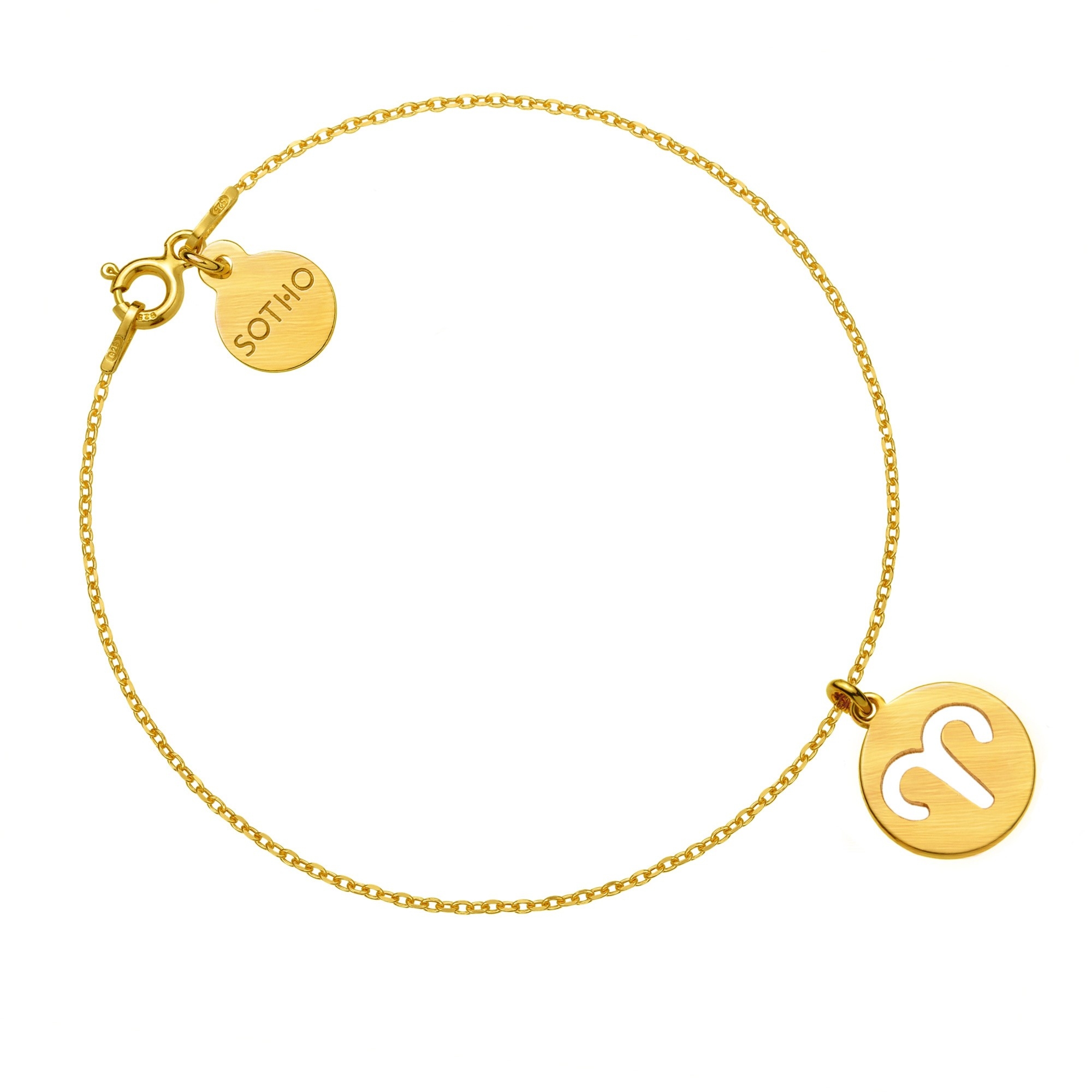 Złota matowa bransoletka z zodiakiem Barana